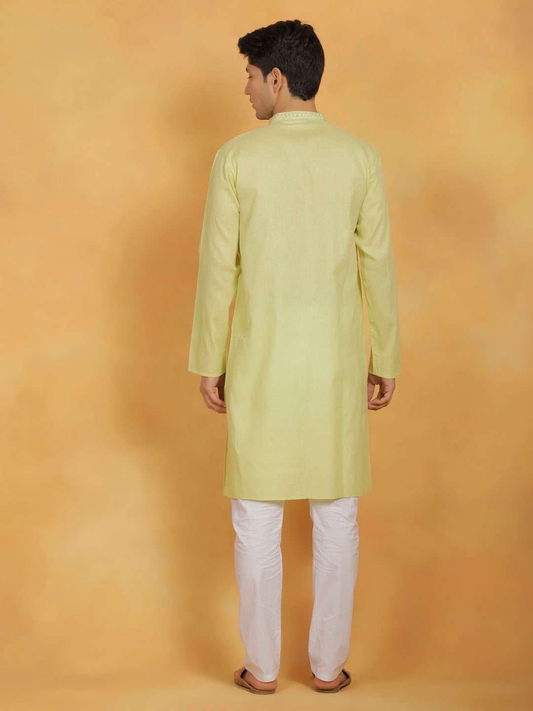 Men's Mint Green And White Cotton Kurta Pyjama Set