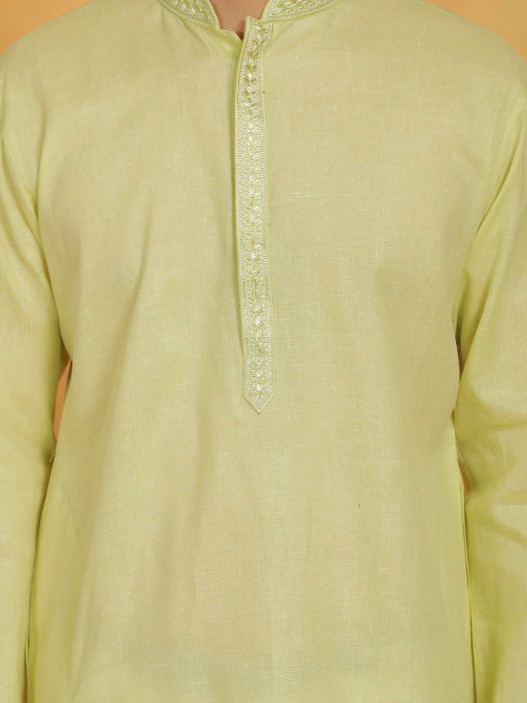 Men's Mint Green And White Cotton Kurta Pyjama Set