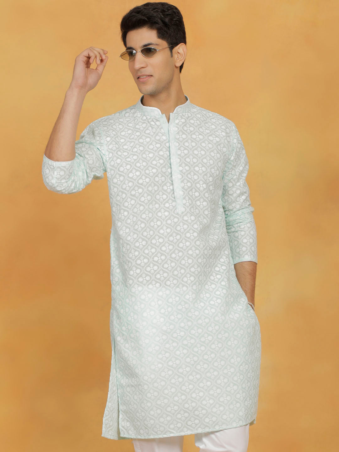 Men's Green Cotton Kurta