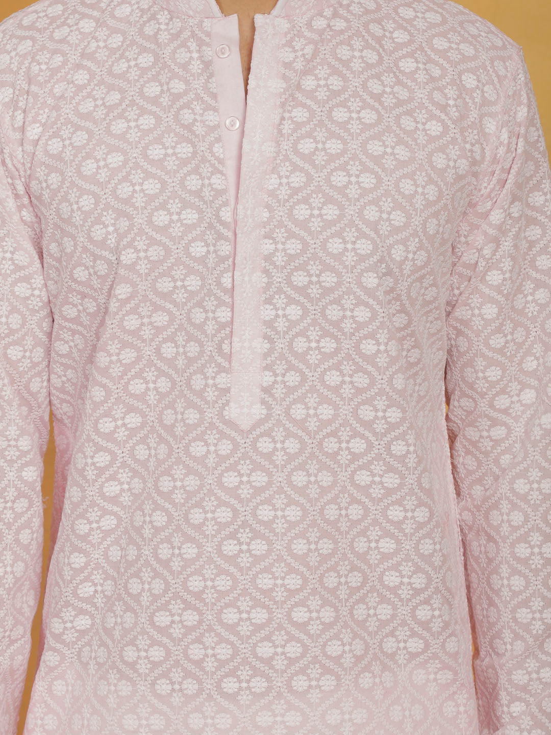 Men's Pink Cotton Kurta