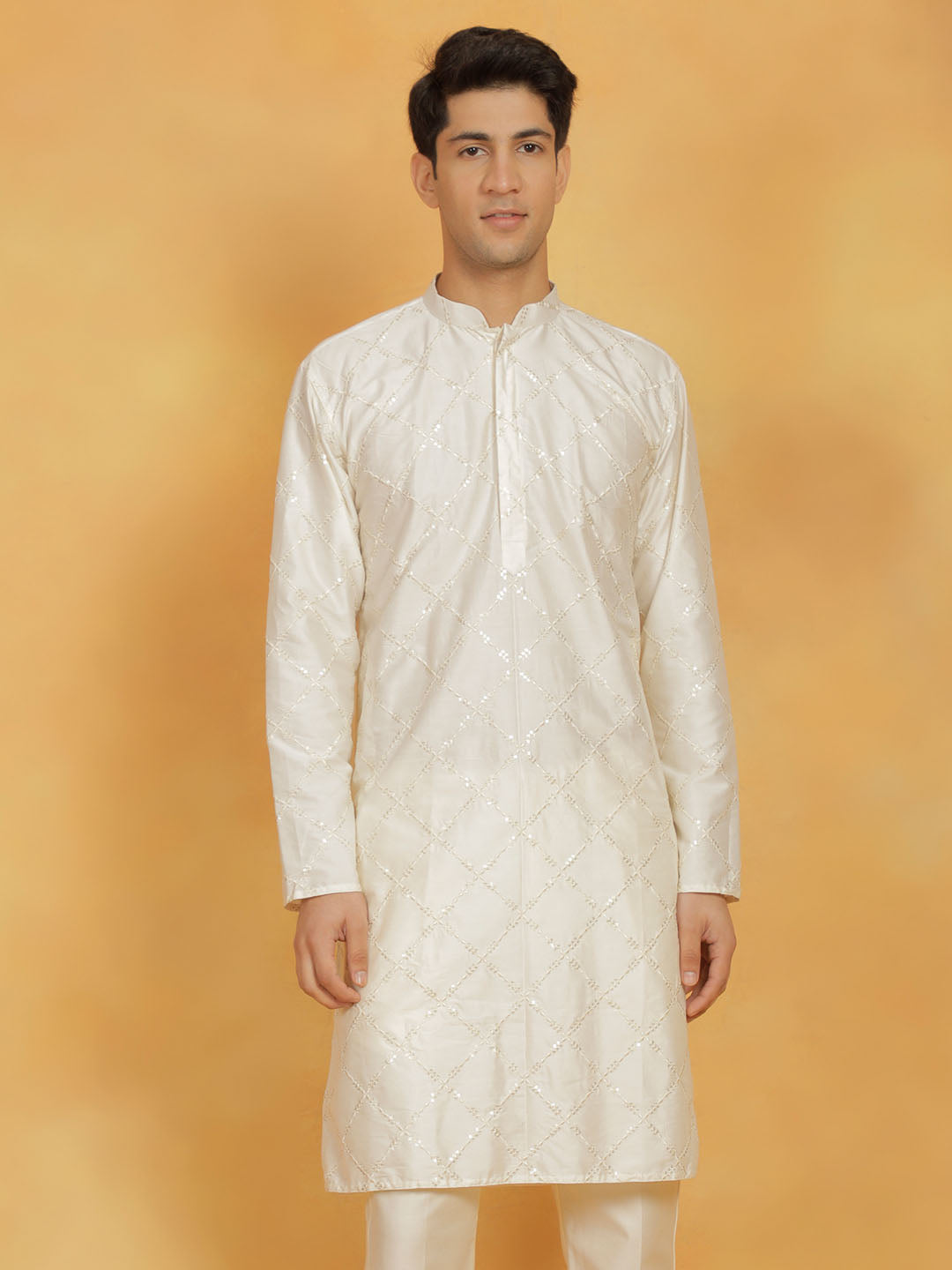 Men's Cream Viscose Kurta