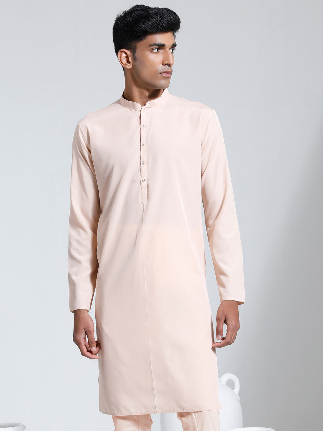 Men's Peach Crepe Kurta