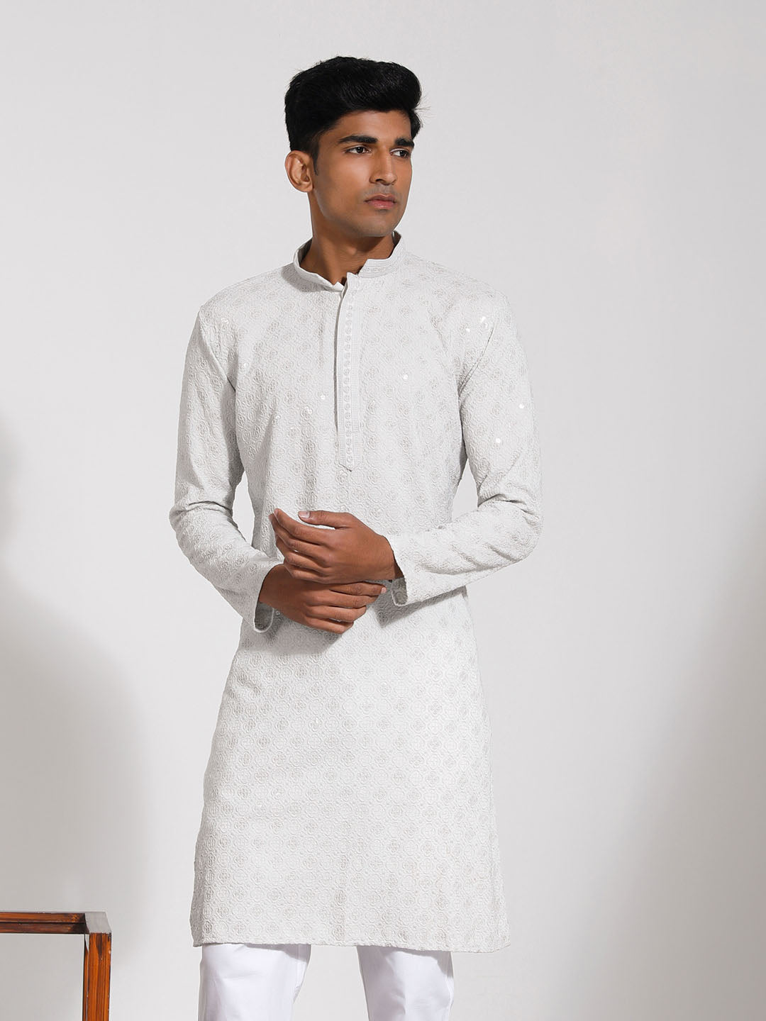 Men's Grey Rayon Kurta