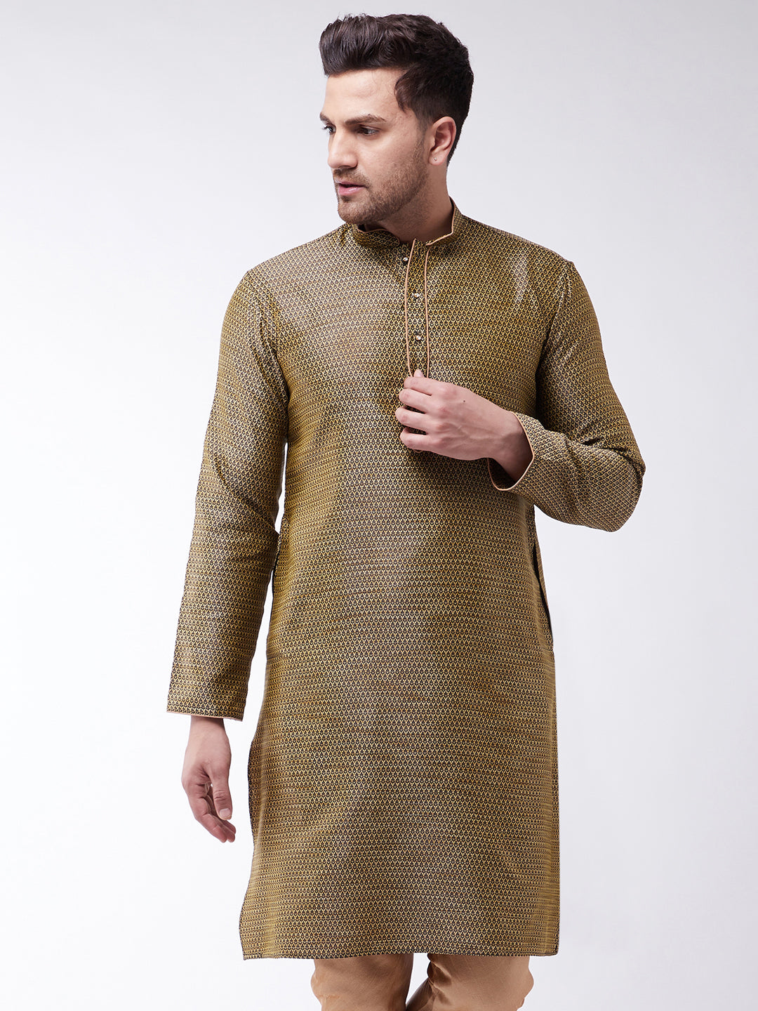 Men's Black Silk Blend Kurta