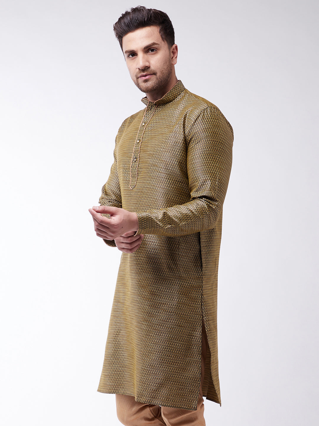 Men's Black Silk Blend Kurta