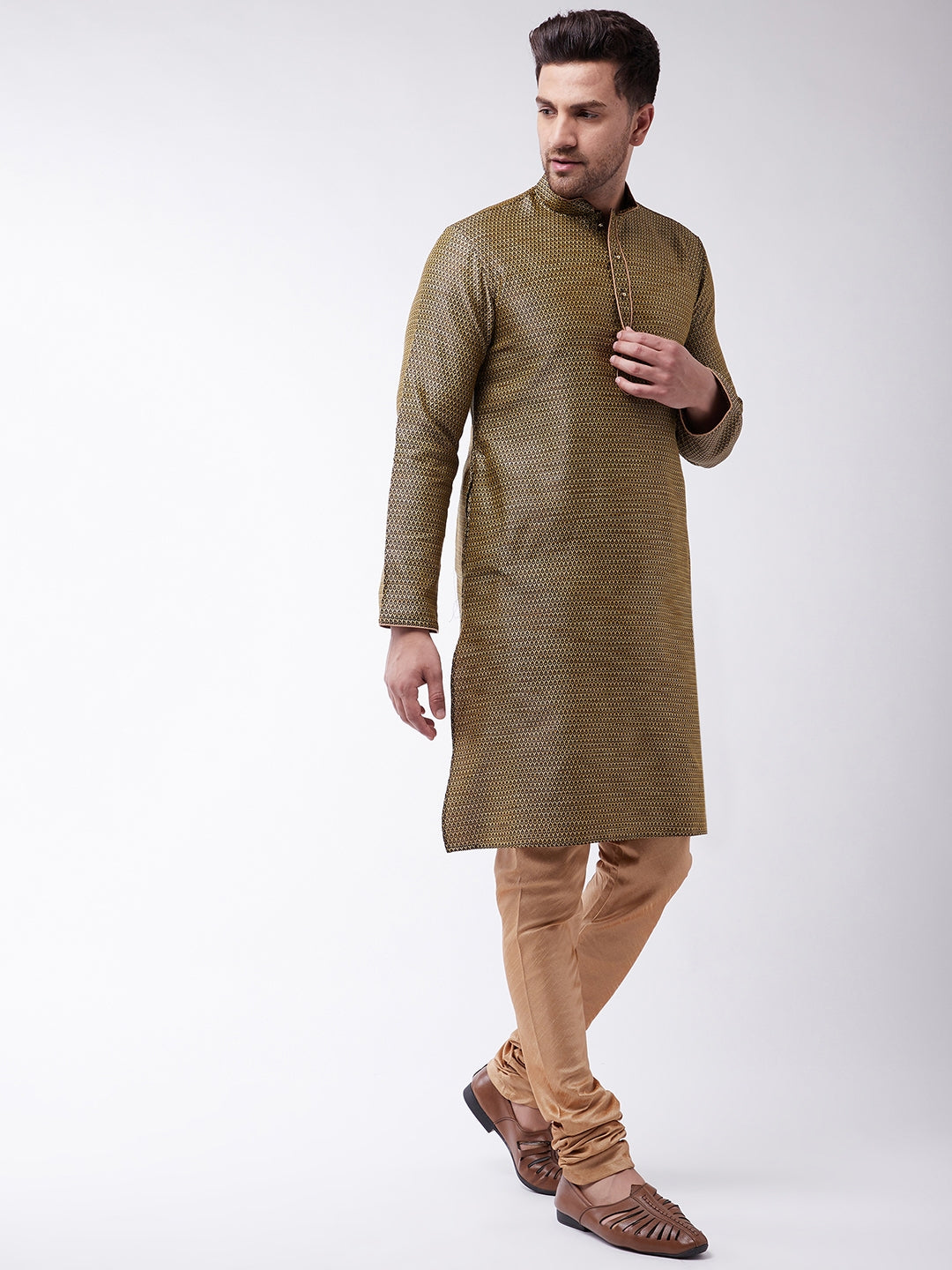 Men's Black Silk Blend Kurta Pyjama Set