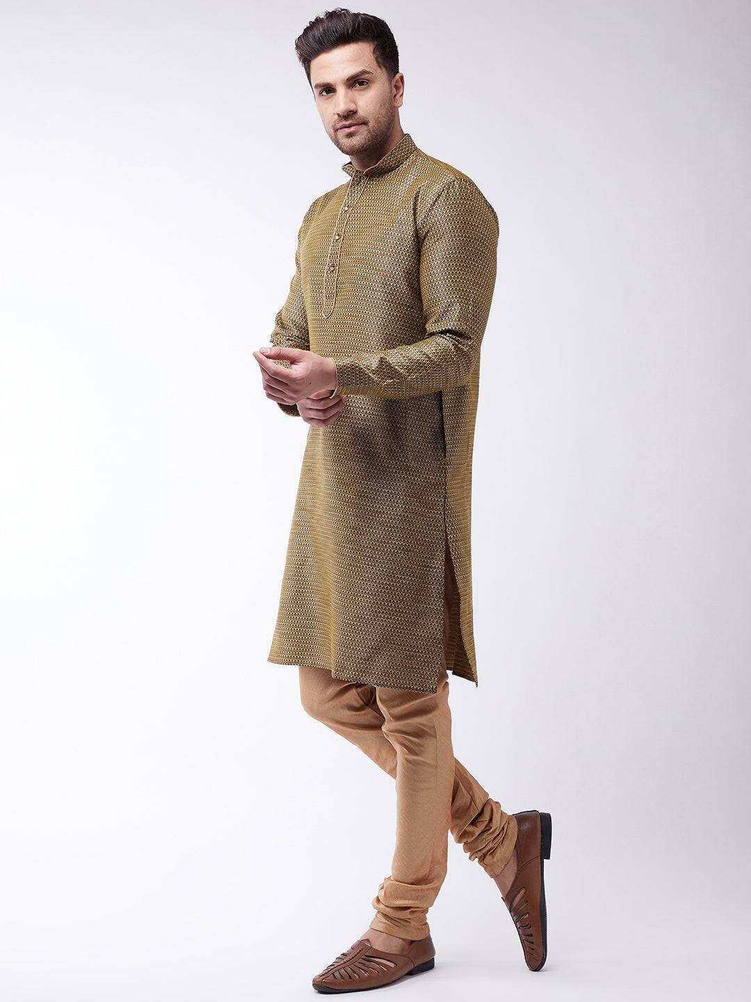 Men's Black Silk Blend Kurta Pyjama Set