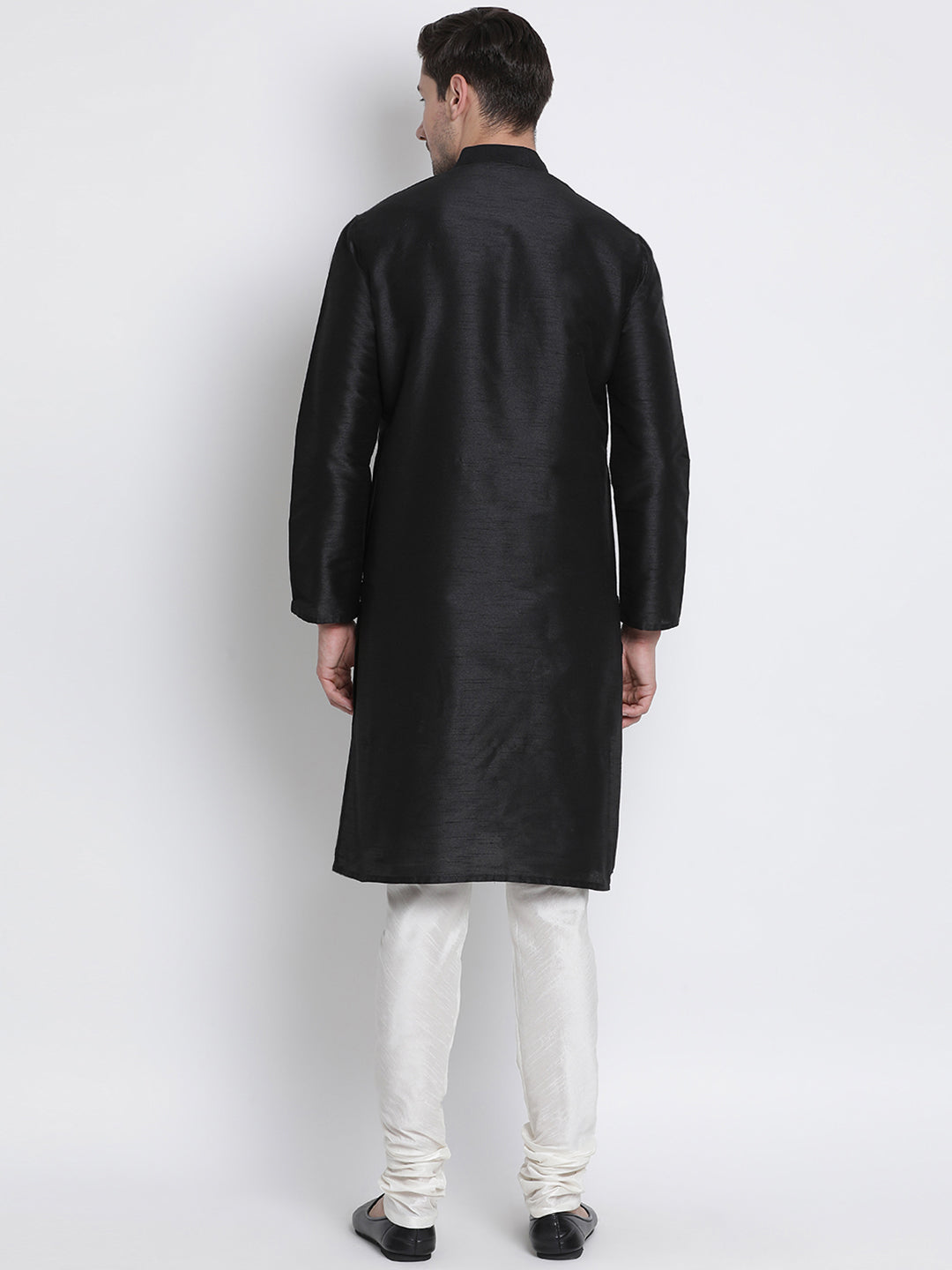 Men's Black Silk Blend Kurta Pyjama Set