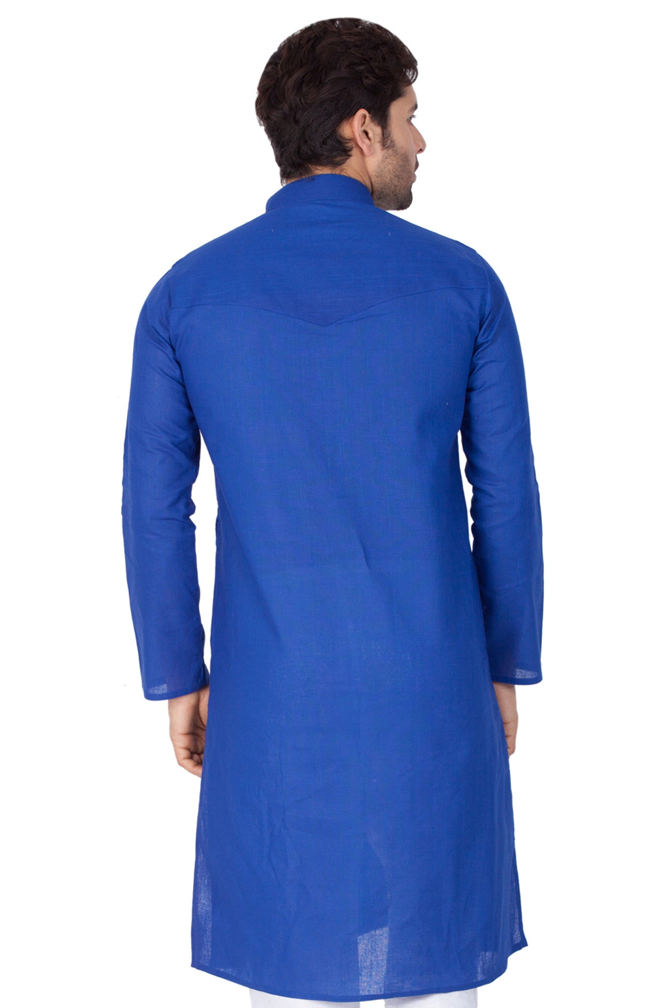 Men's Blue Cotton Linen Blend Kurta