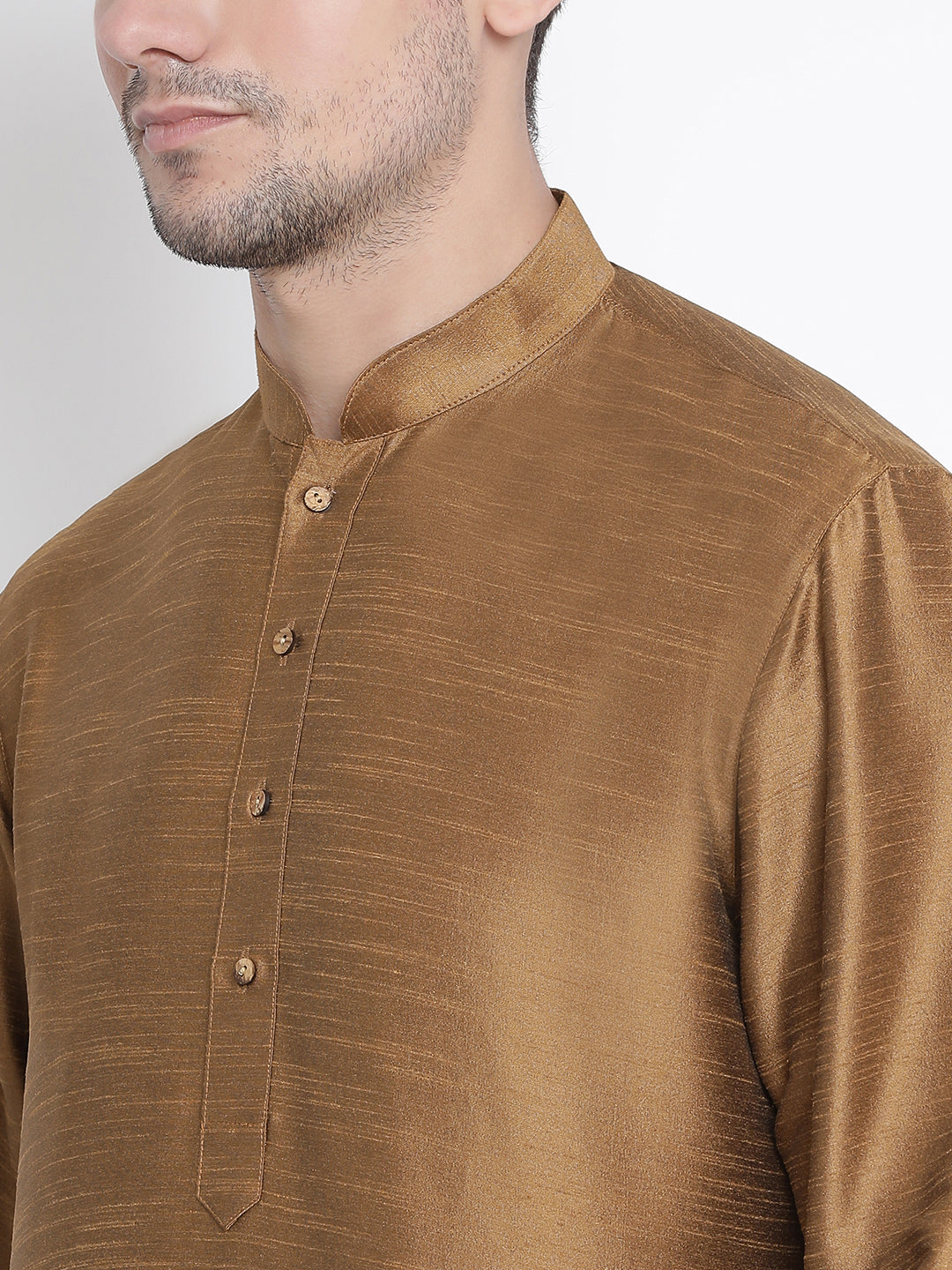 Men's Brown Silk Blend Kurta Pyjama Set