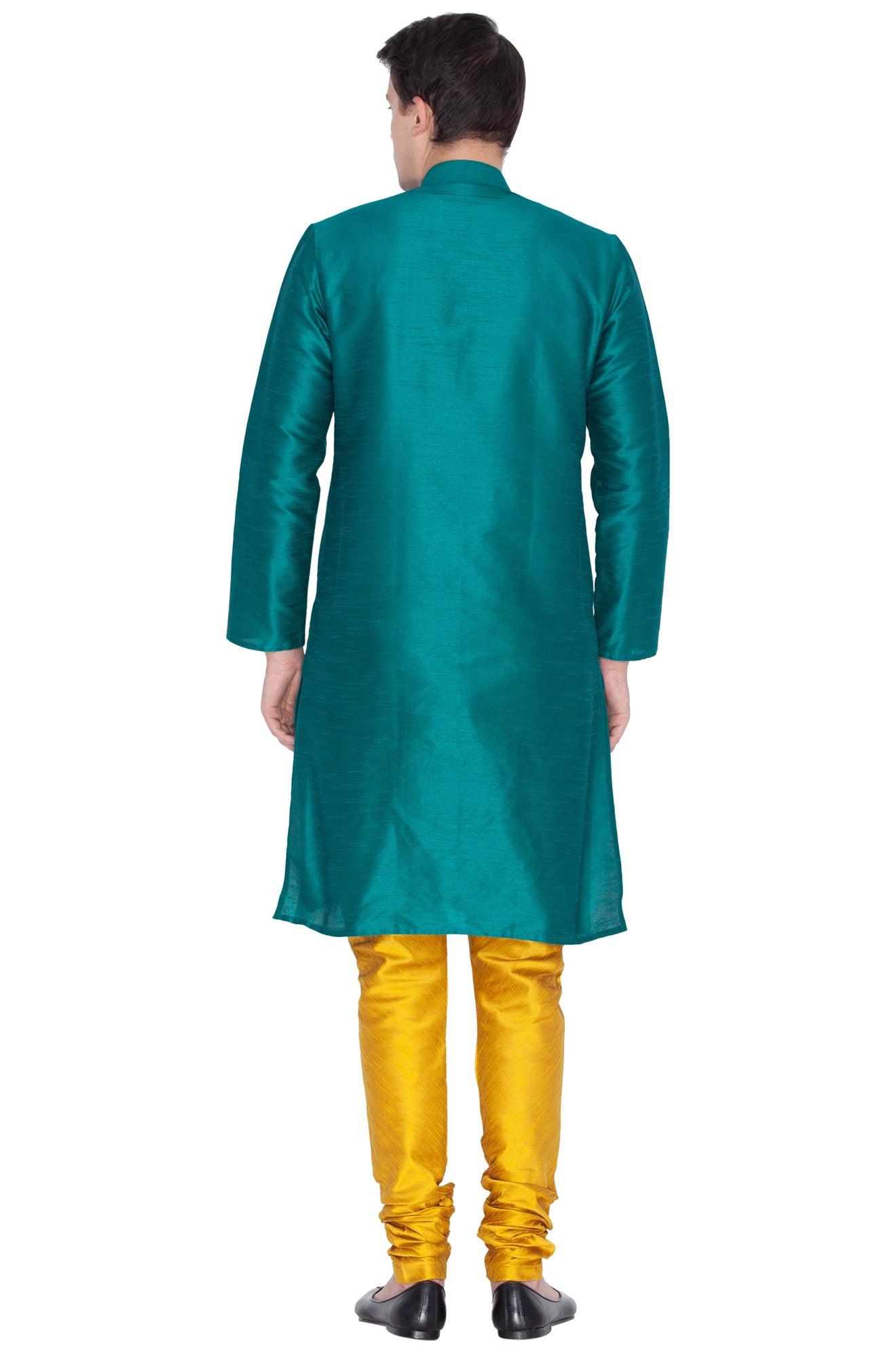 Men's Green Silk Blend Kurta Pyjama Set