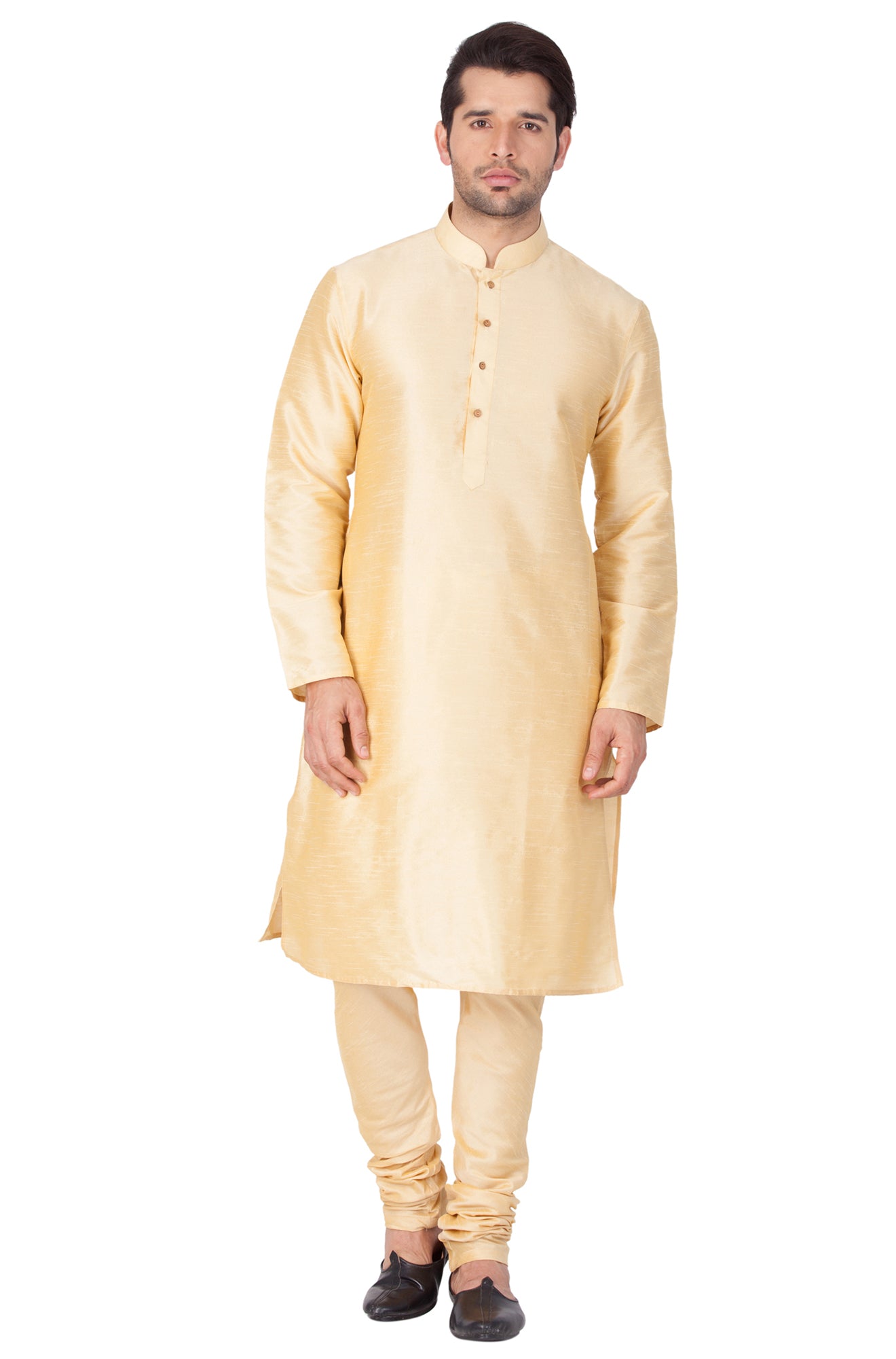 Men's Gold Silk Blend Kurta Pyjama Set