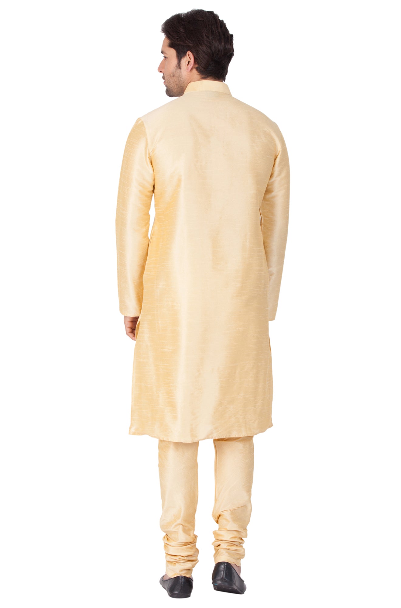 Men's Gold Silk Blend Kurta Pyjama Set