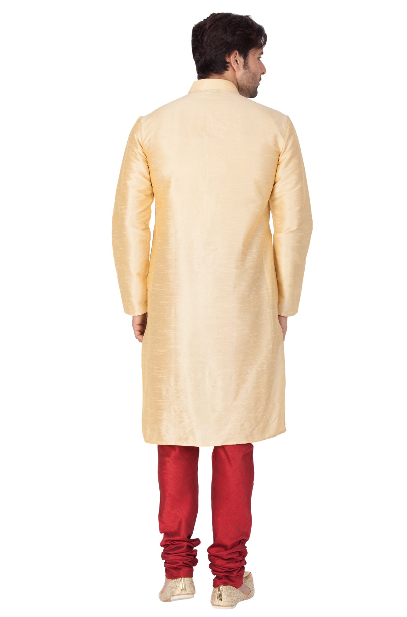 Men's Gold Silk Blend Kurta Pyjama Set