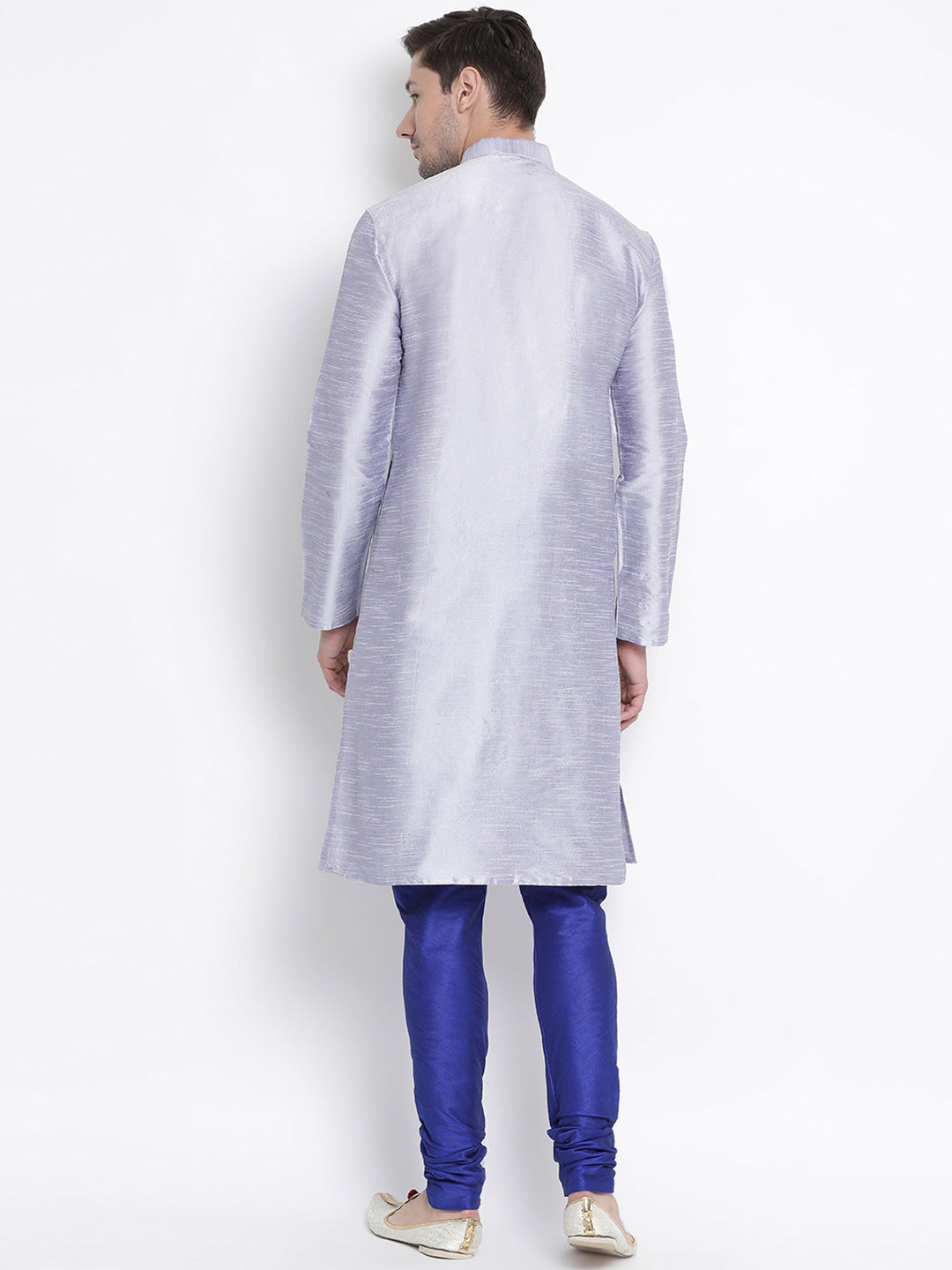 Men's Light Blue Silk Blend Kurta Pyjama Set