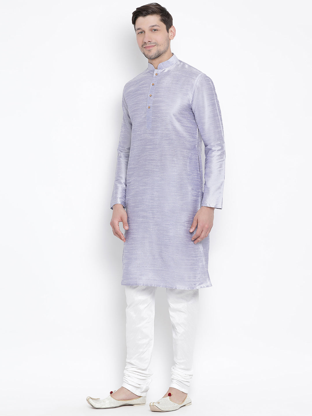 Men's Light Blue Silk Blend Kurta Pyjama Set