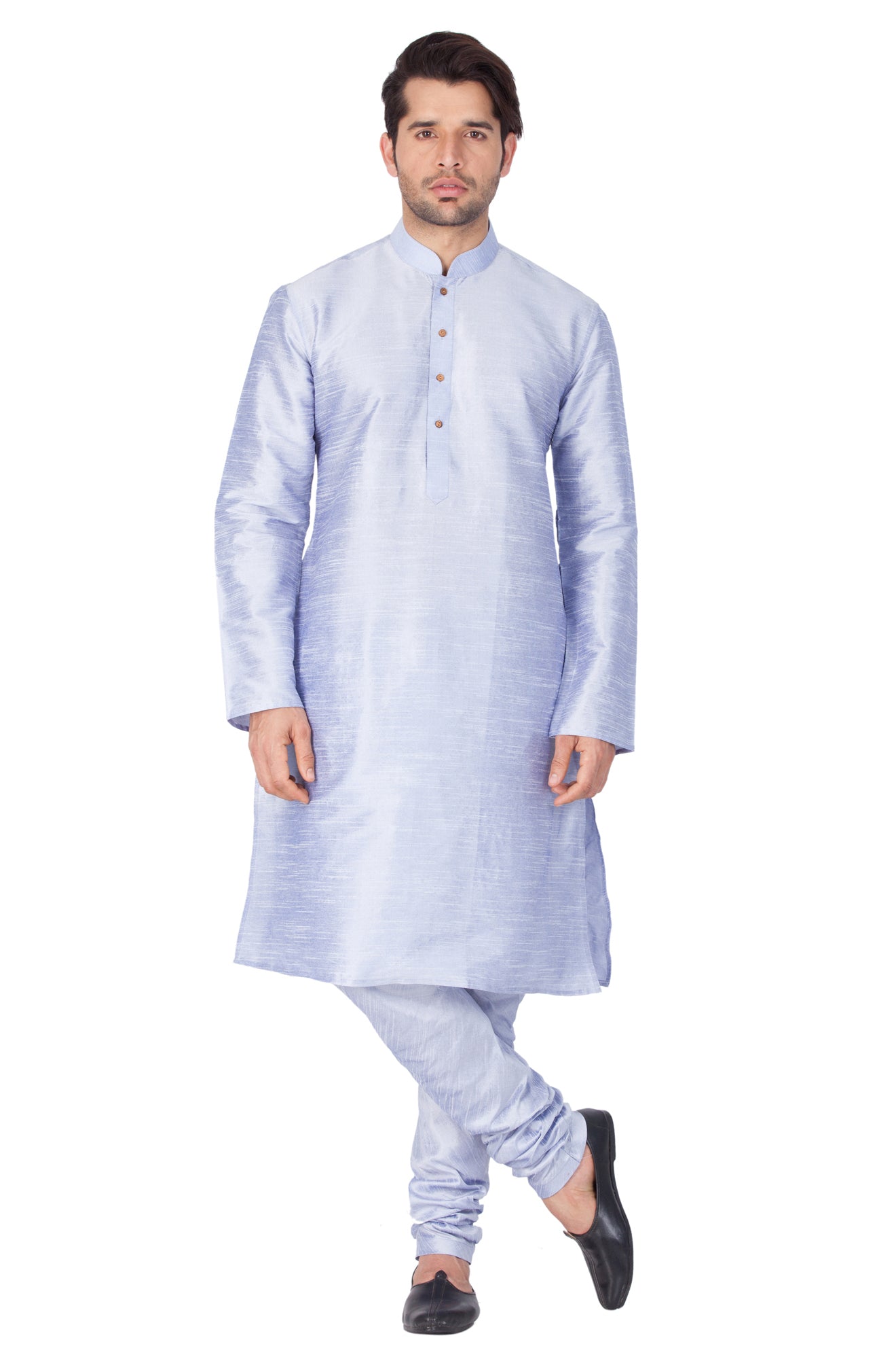 Men's Light Blue Silk Blend Kurta Pyjama Set