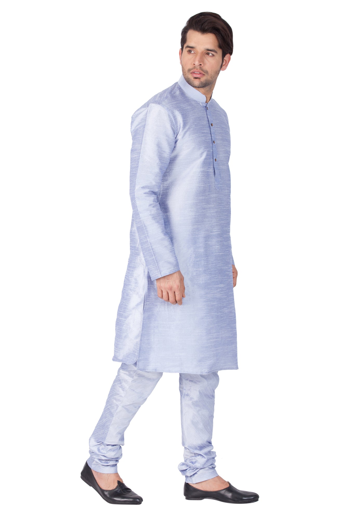 Men's Light Blue Silk Blend Kurta Pyjama Set