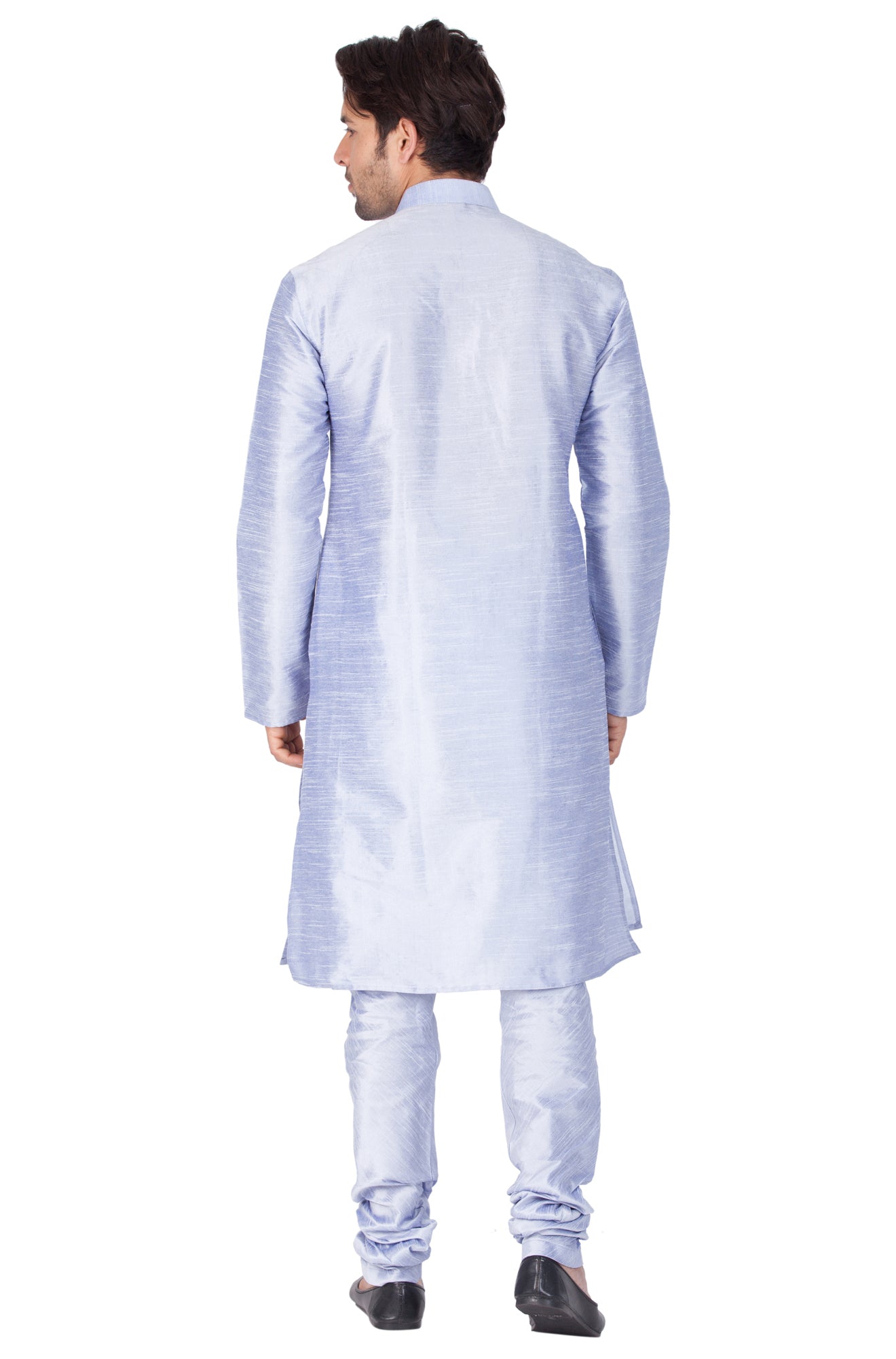 Men's Light Blue Silk Blend Kurta Pyjama Set