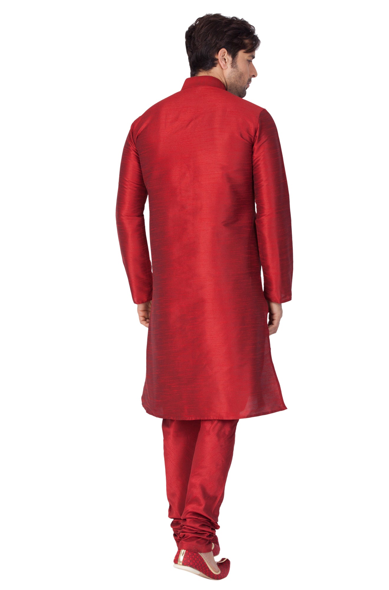 Men's Maroon Silk Blend Kurta Pyjama Set