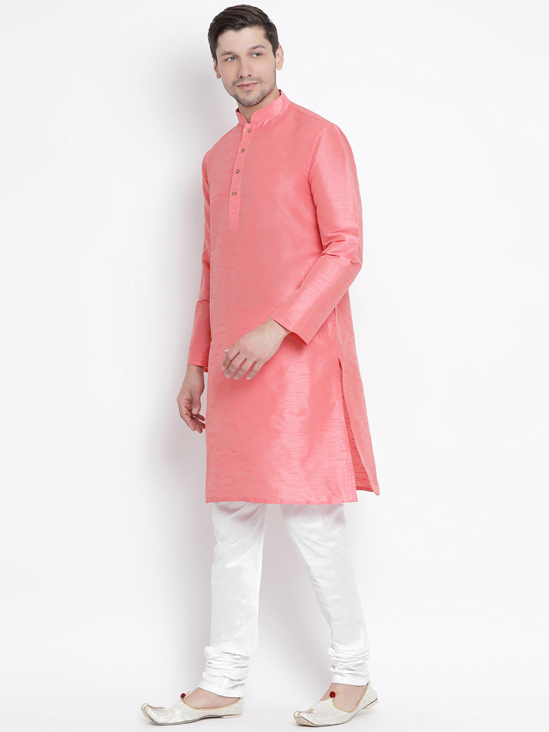 Men's Pink Silk Blend Kurta Pyjama Set