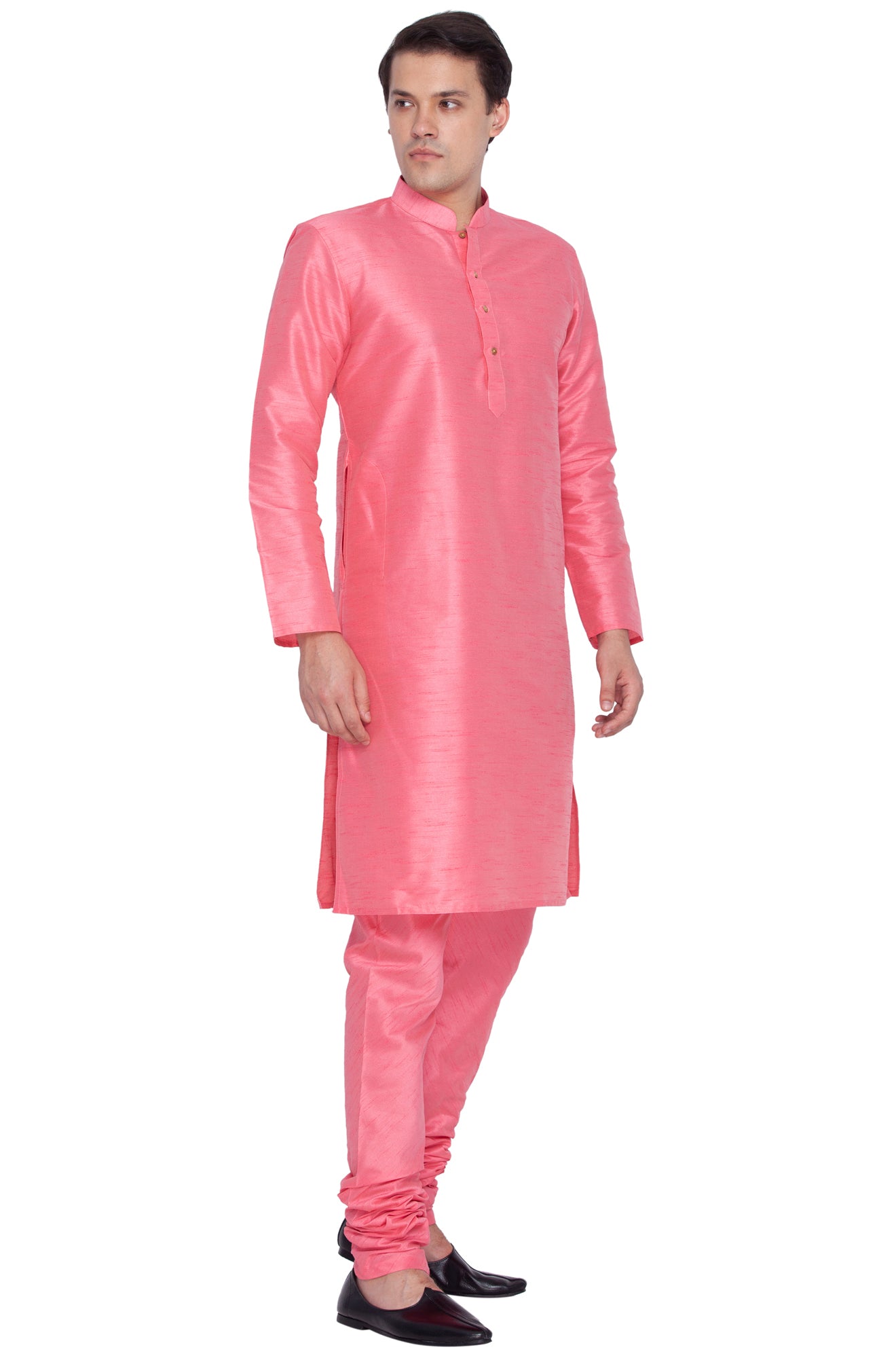 Men's Pink Silk Blend Kurta Pyjama Set