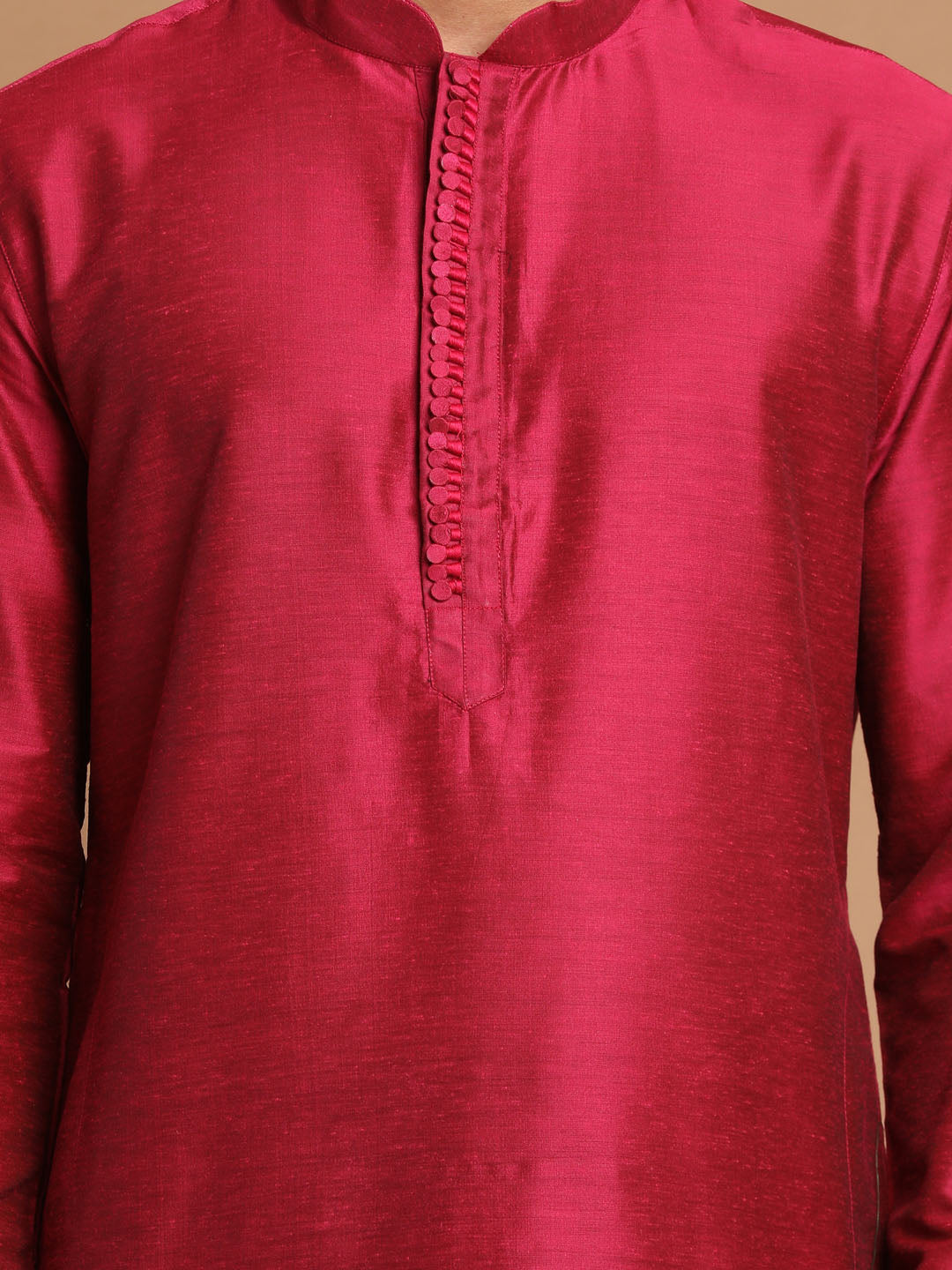 Men's Magenta Cotton Blend Kurta Pyjama Set