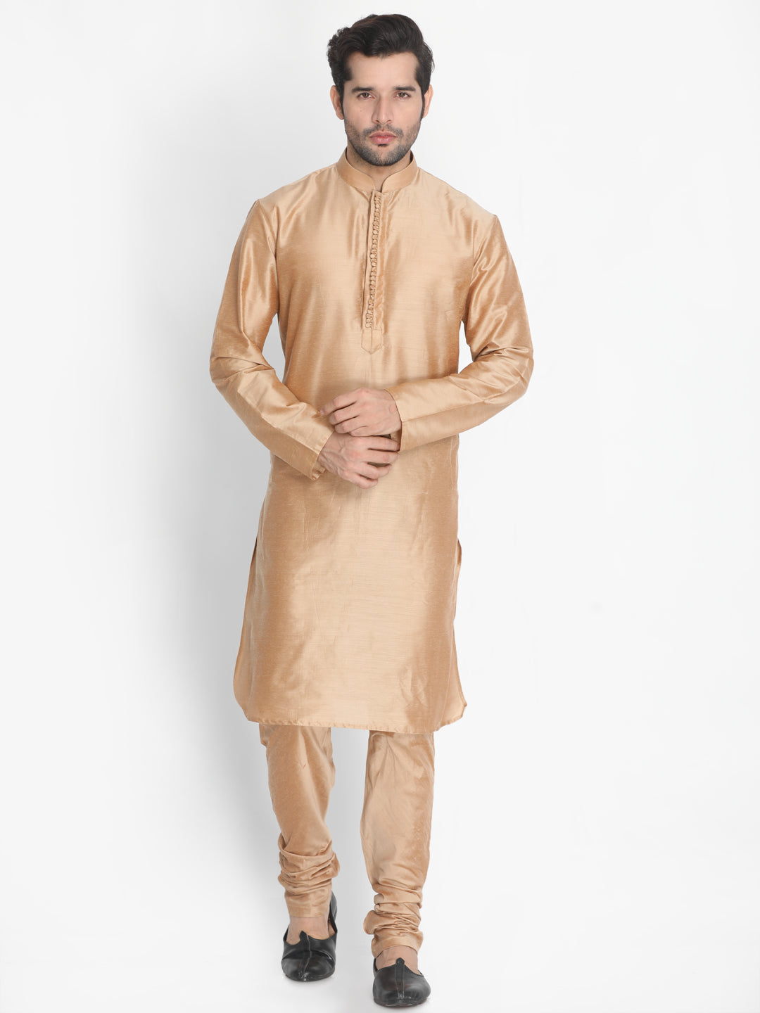 Men's Gold Cotton Blend Kurta