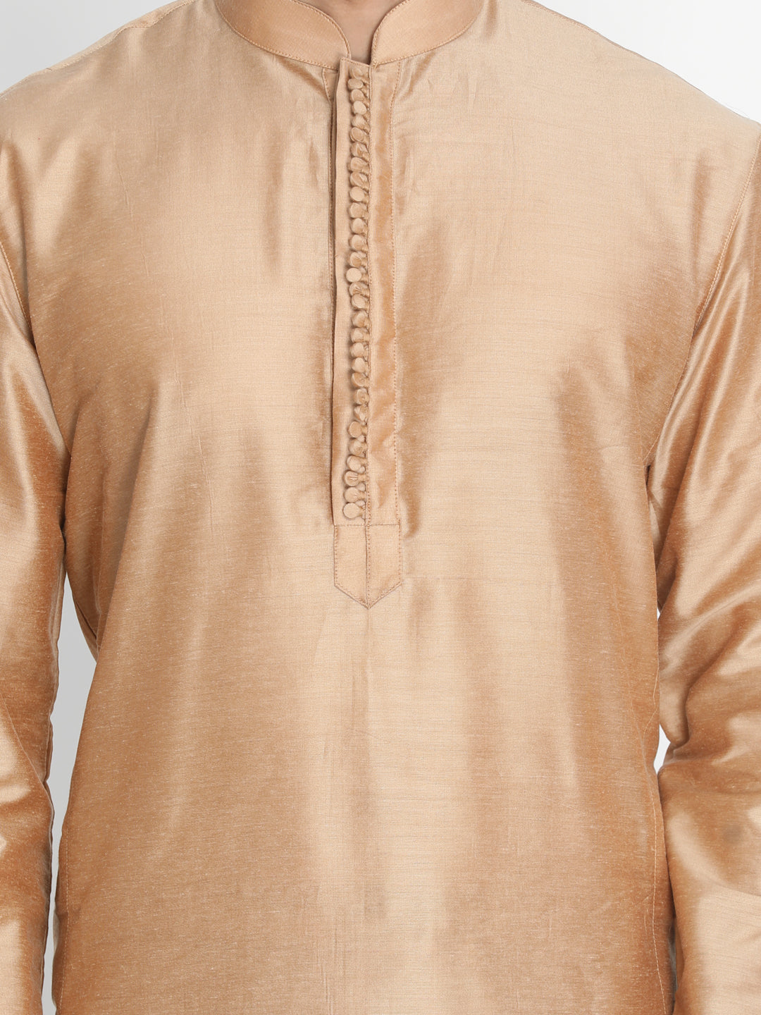 Men's Gold Cotton Blend Kurta Pyjama Set