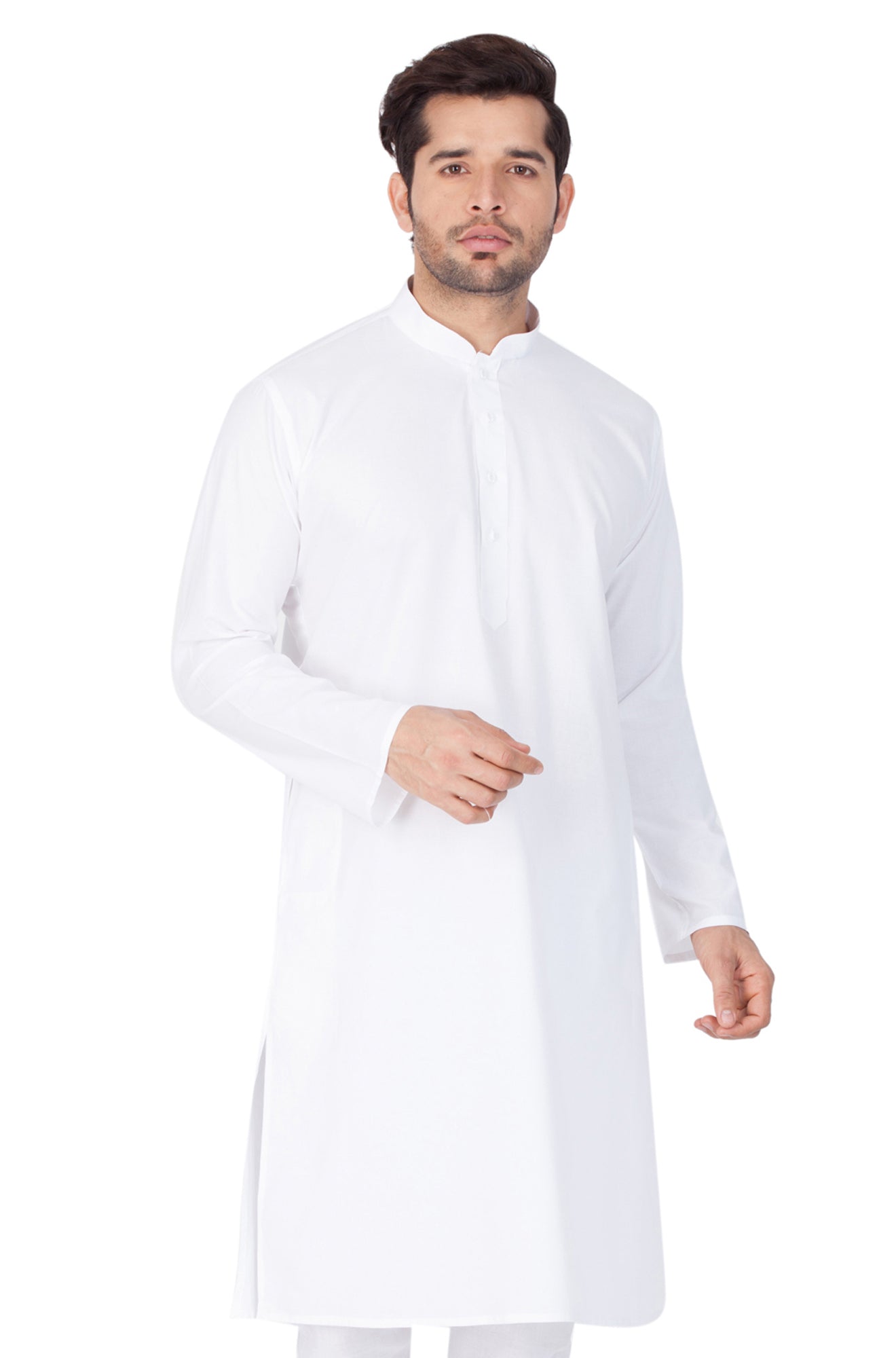 Men's White Cotton Blend Kurta