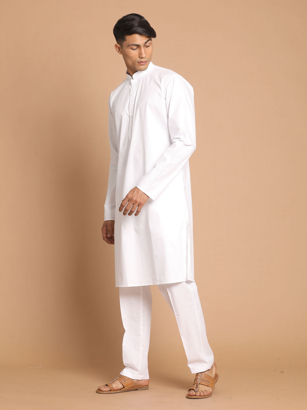 Men's White Pure Cotton Kurta Pyjama Set