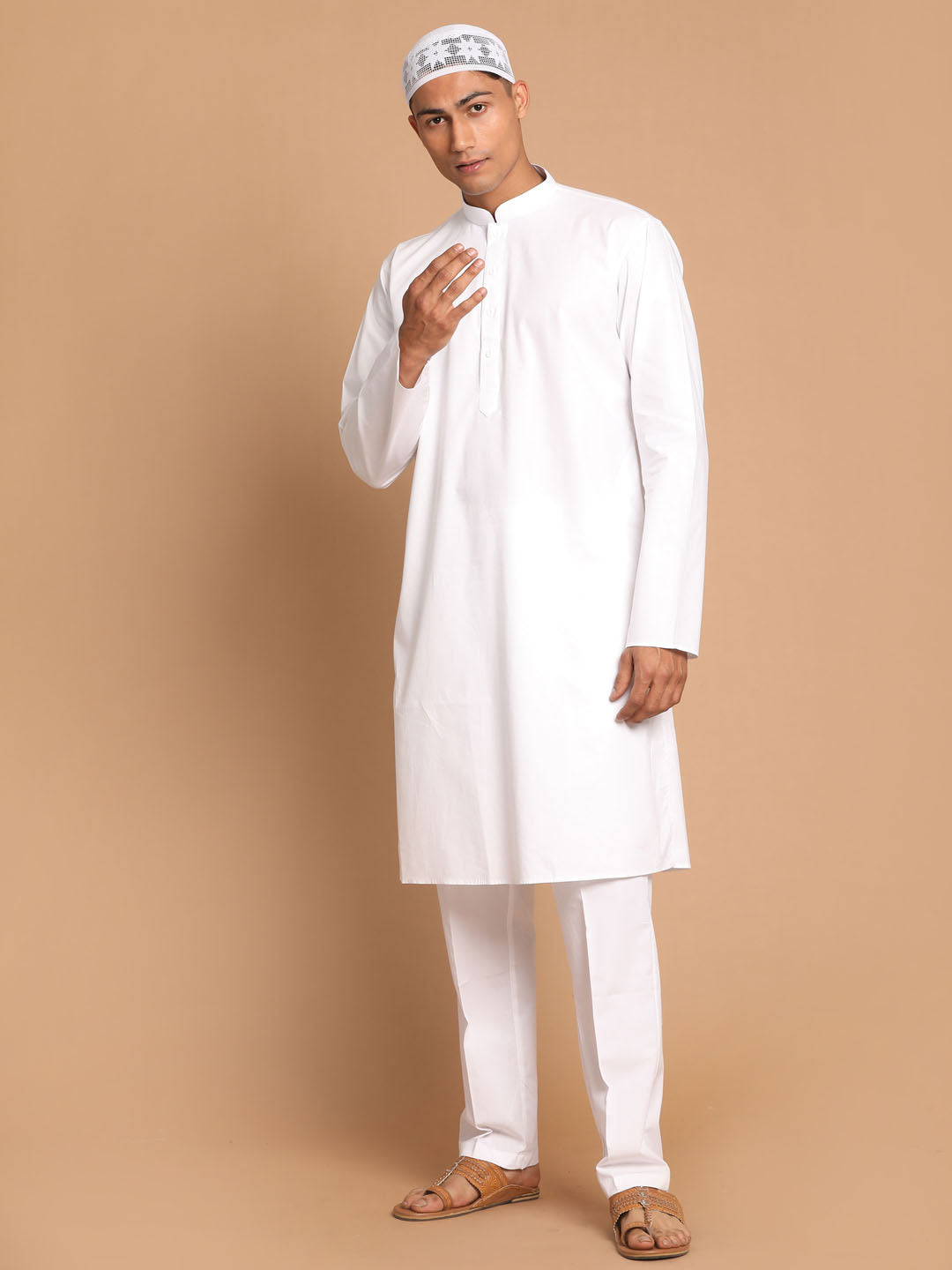 Men's White Pure Cotton Kurta Pyjama Set