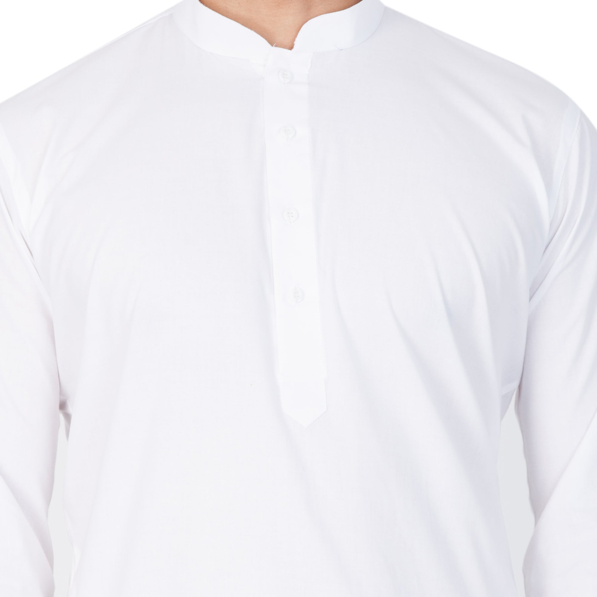 Men's White Cotton Blend Kurta Pyjama Set