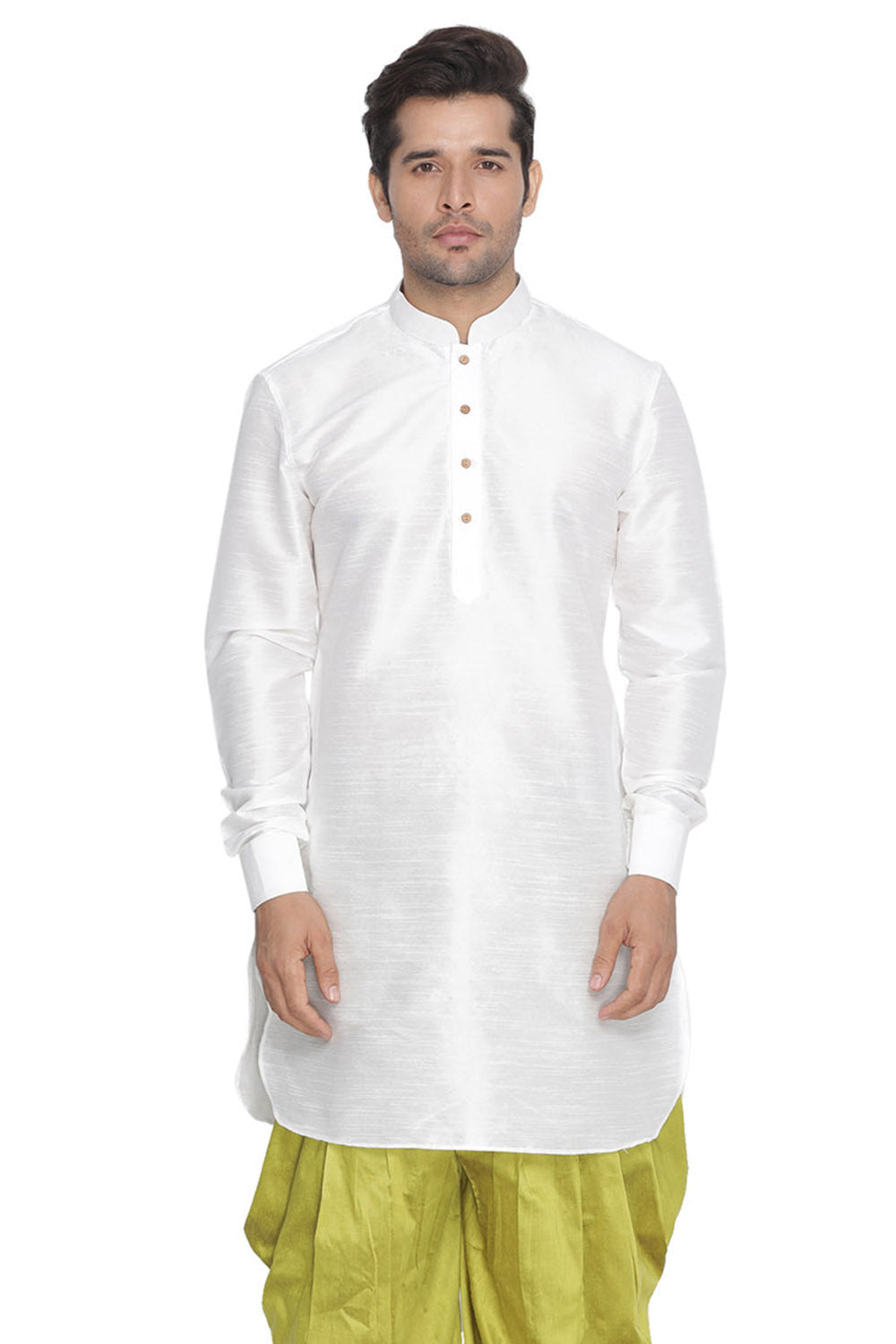 Men's White Silk Blend Kurta