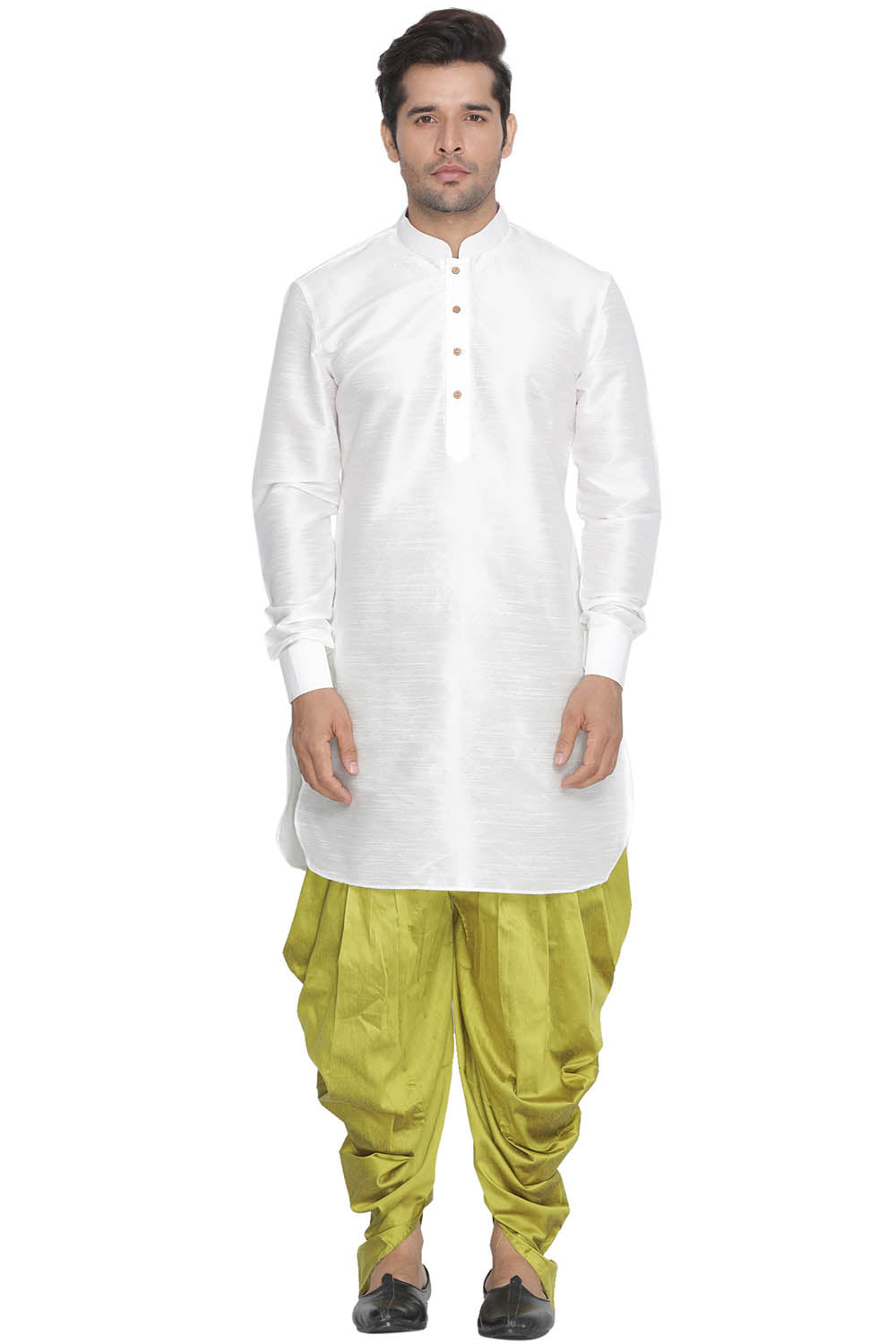 Men's White Silk Blend Kurta