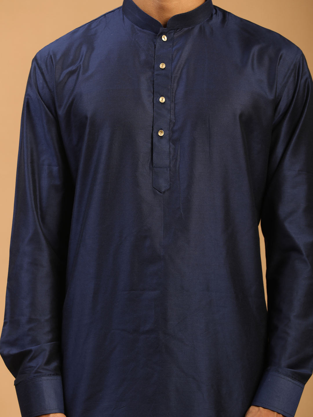 Men's Navy Blue Viscose Kurta Pyjama Set