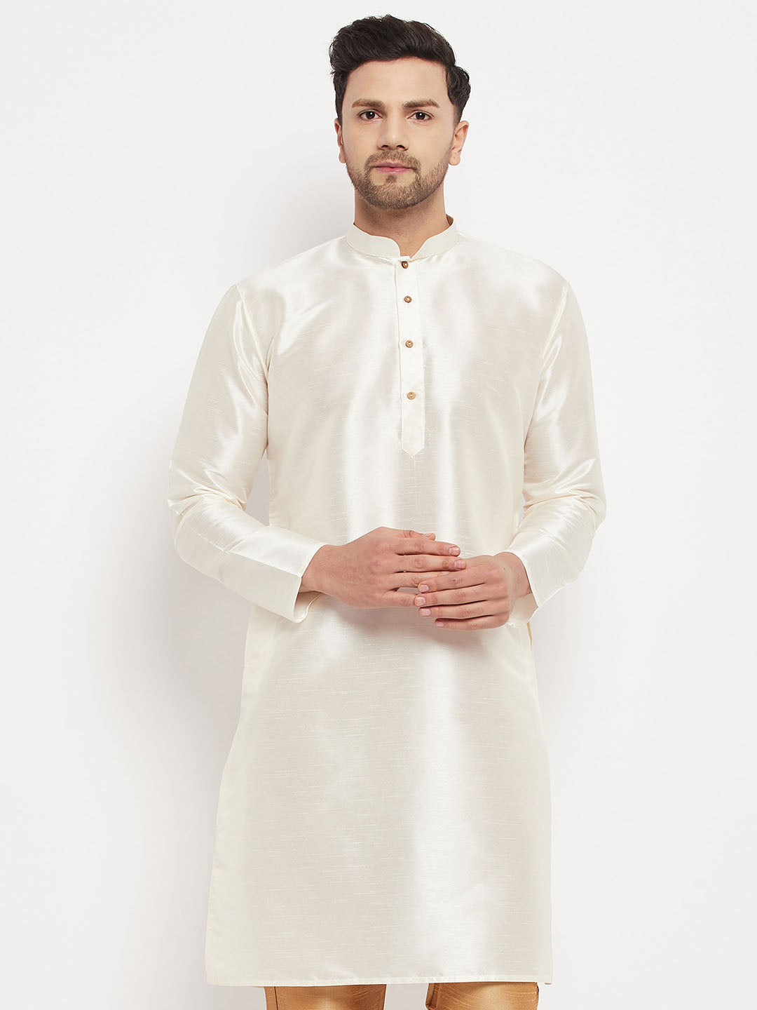 Men's White Silk Blend Kurta