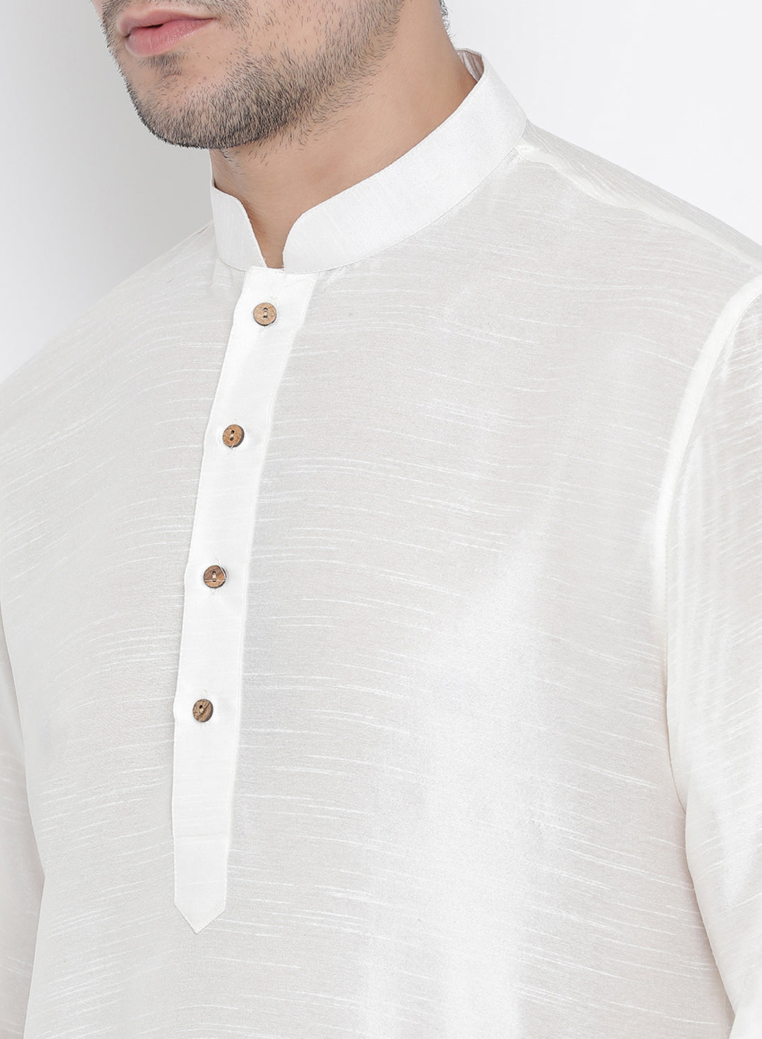 Men's White Silk Blend Kurta Pyjama Set