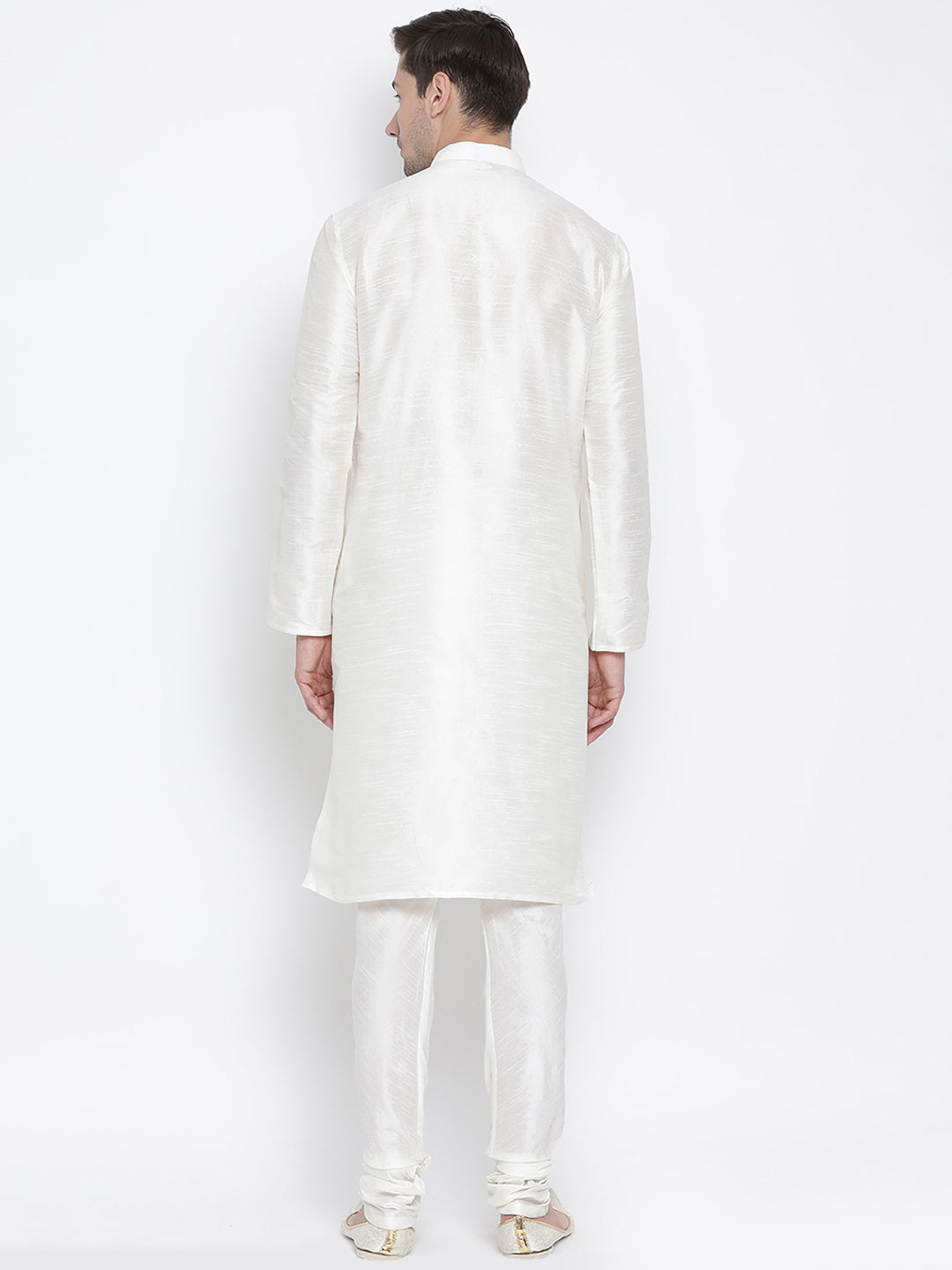 Men's White Silk Blend Kurta Pyjama Set