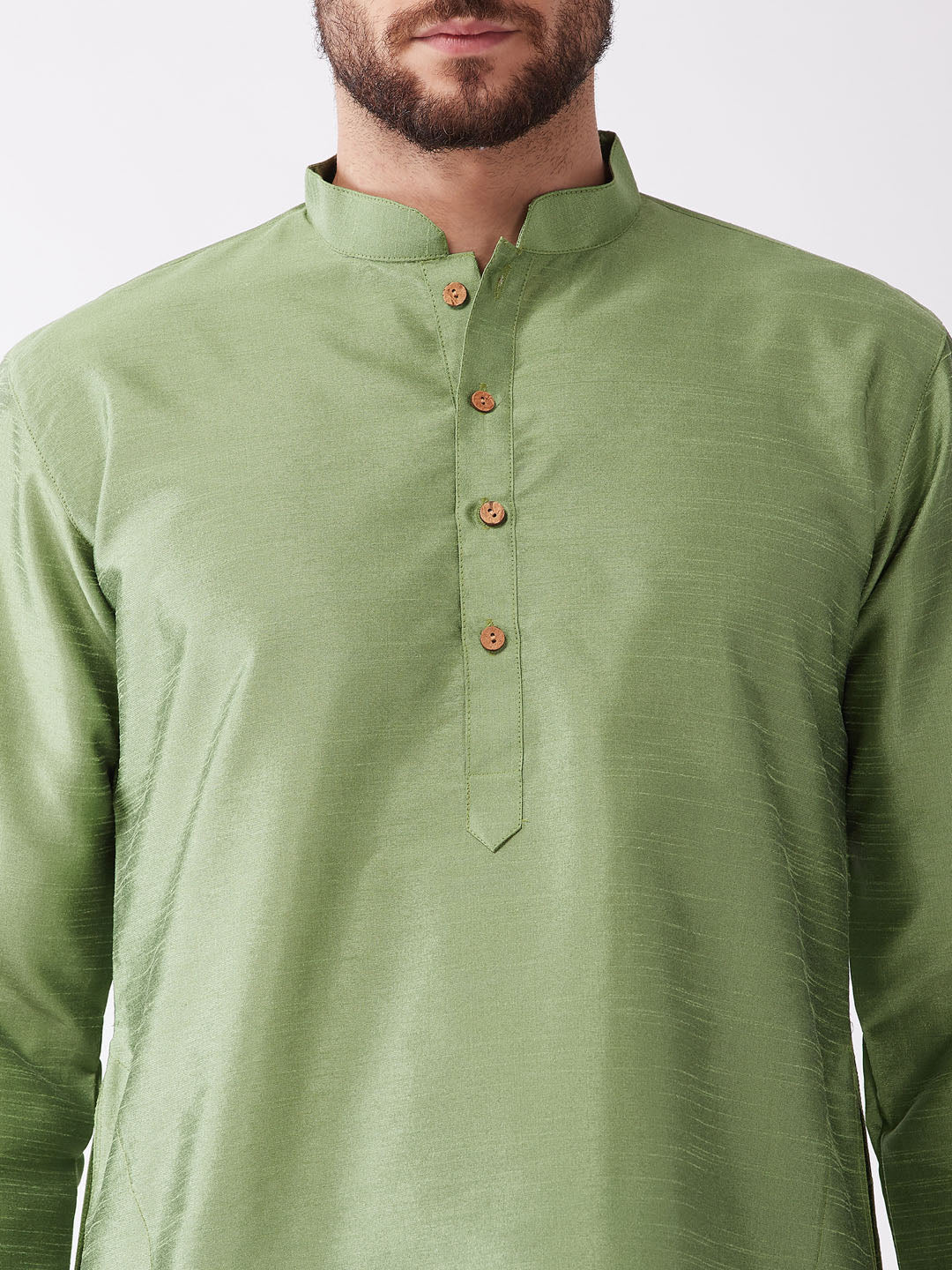 Men's Light Green Silk Blend Kurta Pyjama Set