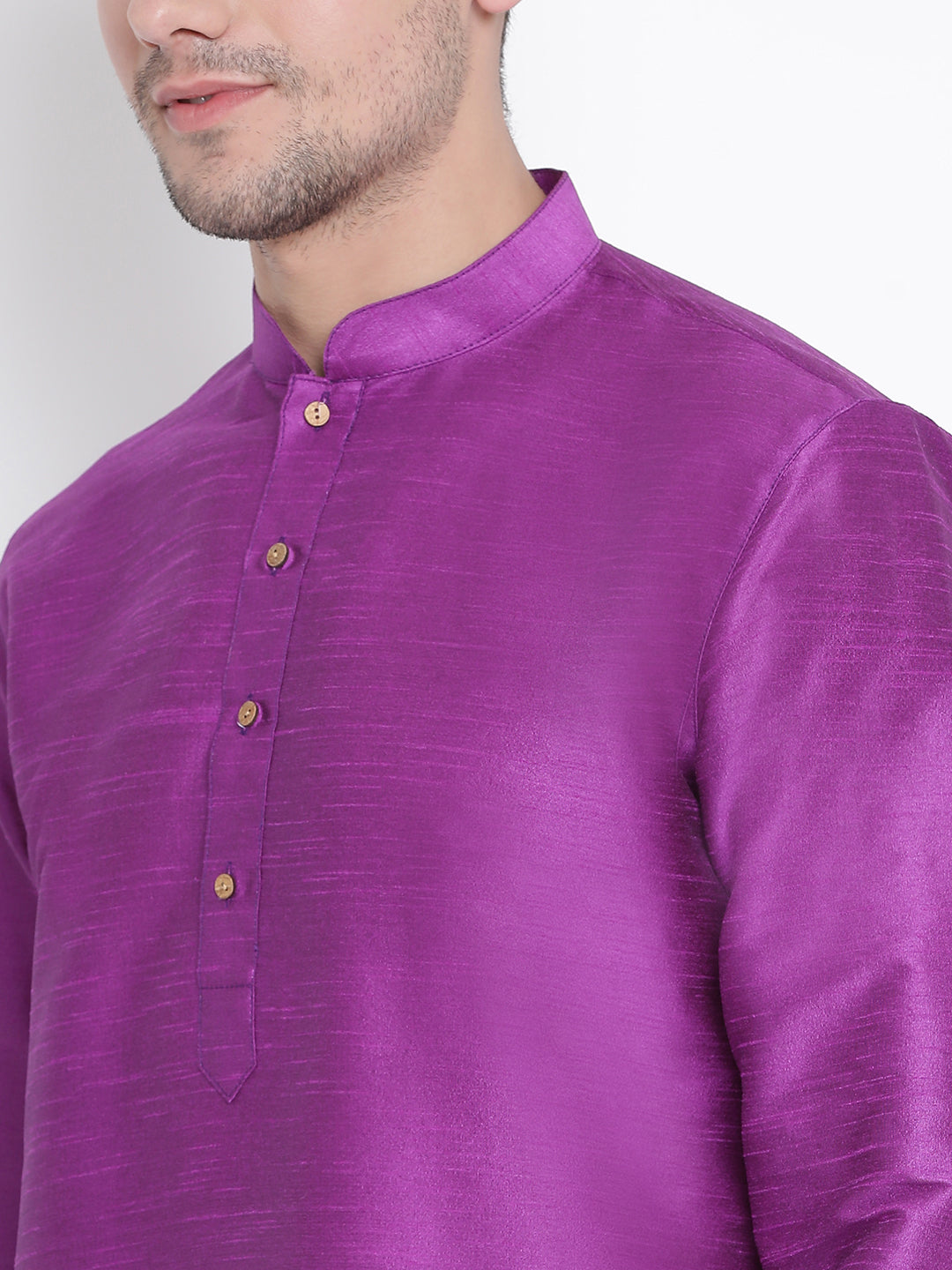 Men's Purple Silk Blend Kurta Pyjama Set