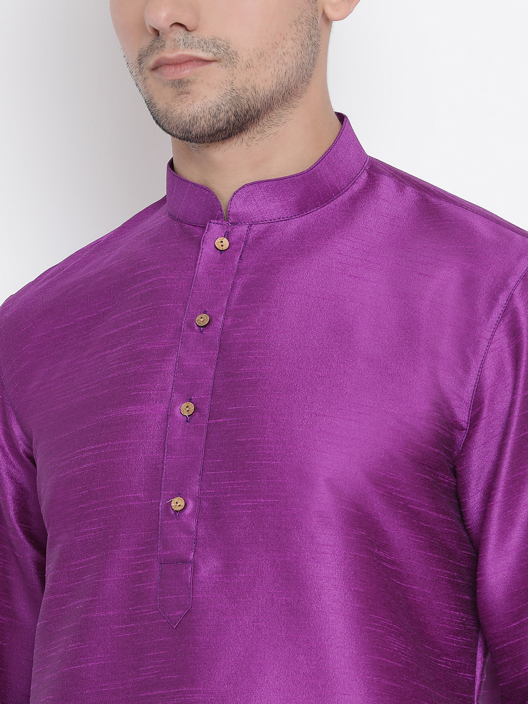 Men's Purple Silk Blend Kurta Pyjama Set