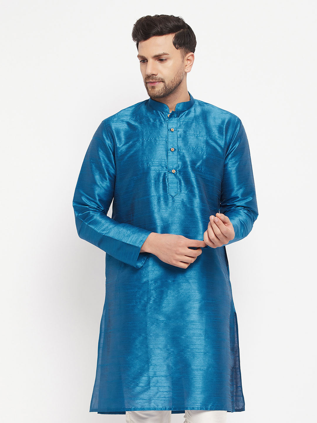 Men's Dark Green Silk Blend Kurta