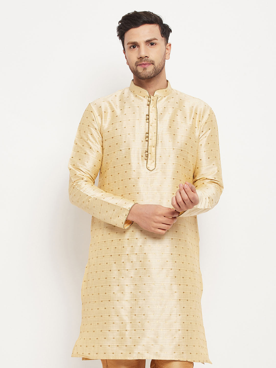 Men's Gold Silk Blend Kurta