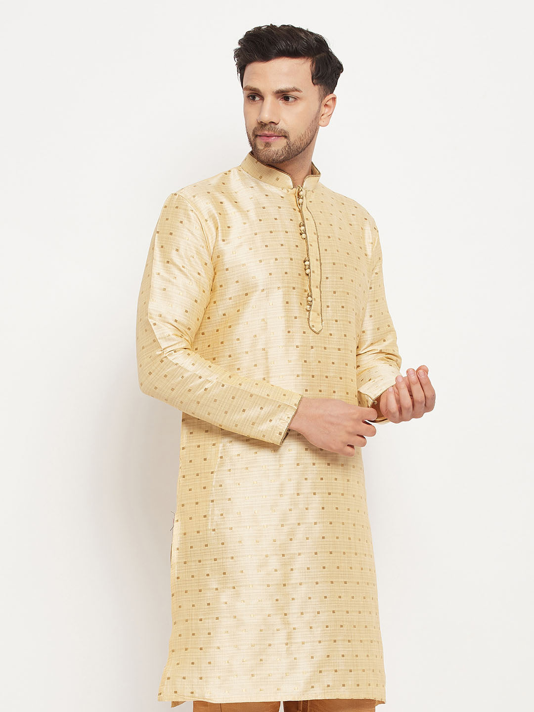 Men's Gold Silk Blend Kurta