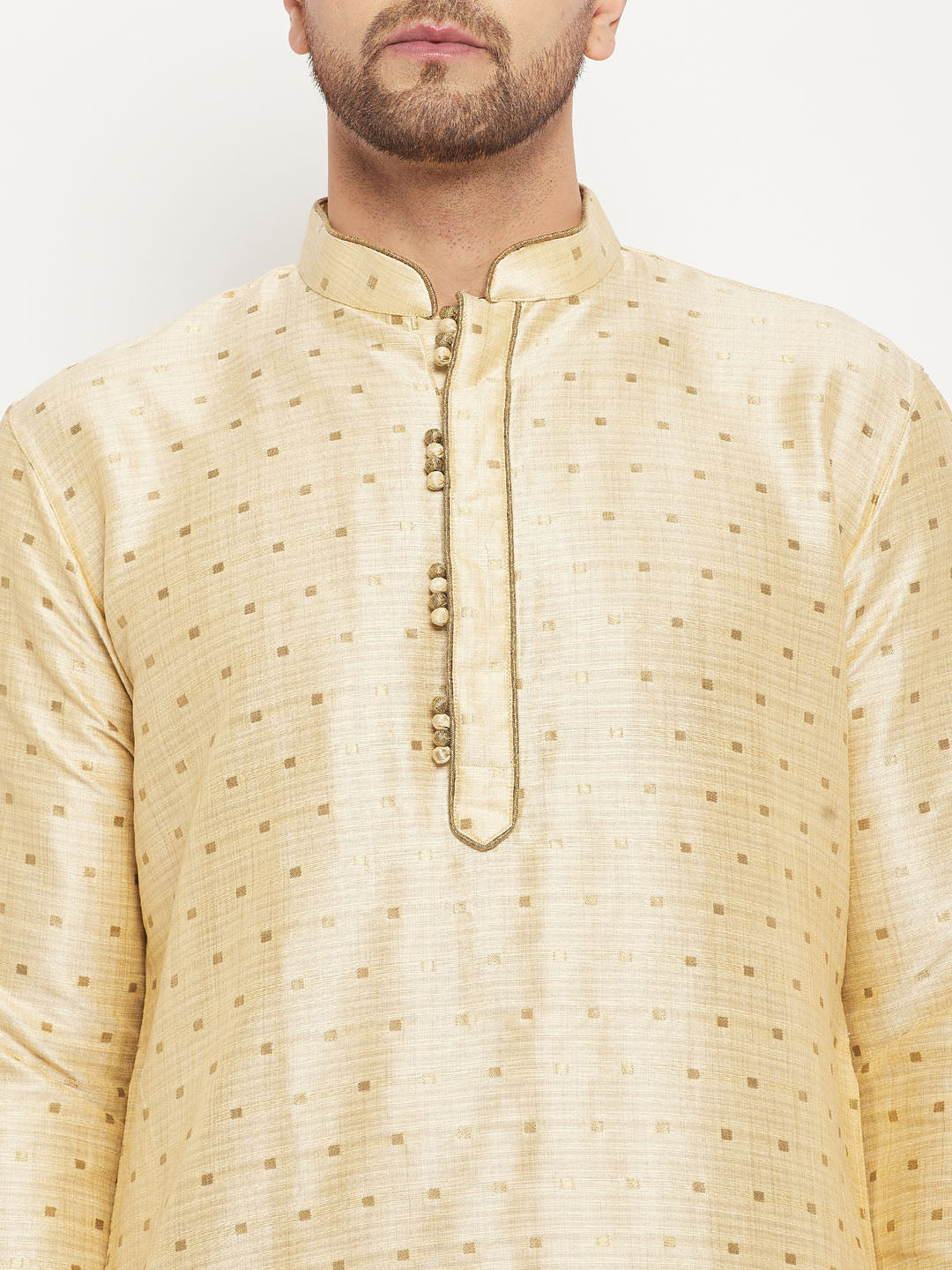 Men's Gold Silk Blend Kurta Pyjama Set