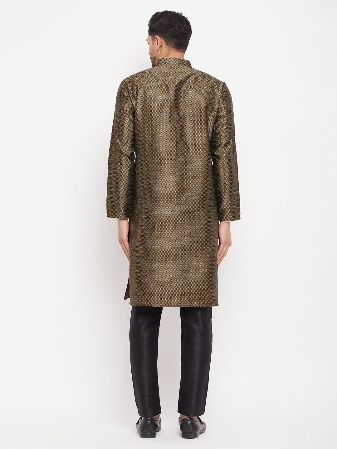 Men's Black Silk Blend Kurta Pyjama Set