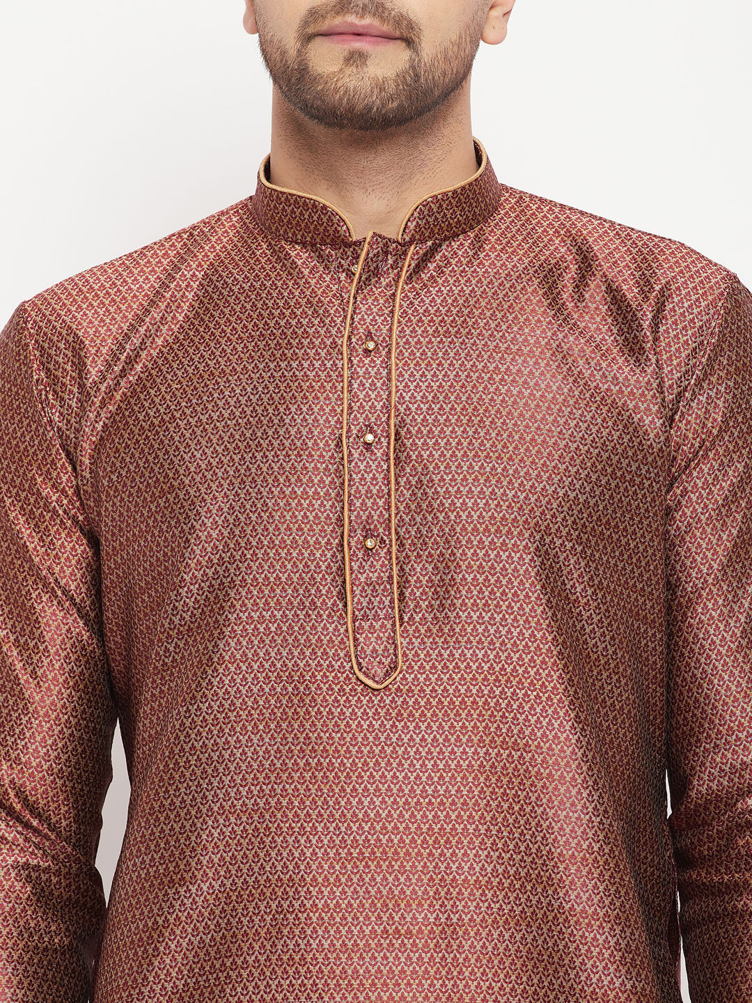 Men's Maroon Silk Blend Kurta Pyjama Set