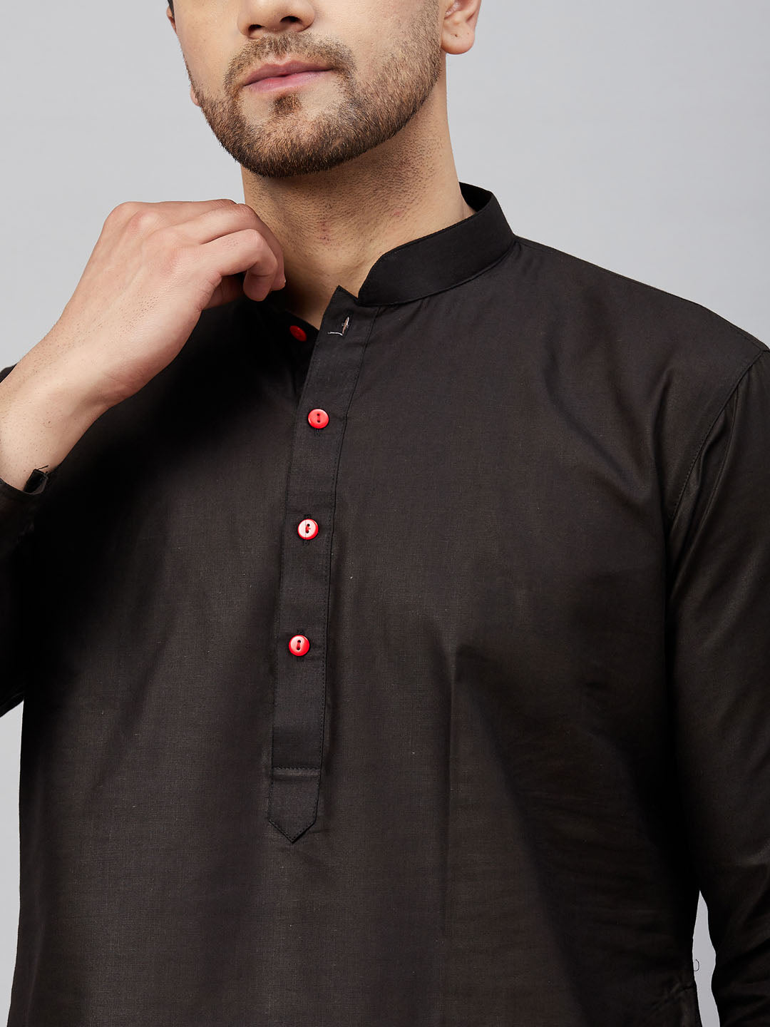 Men's Black And White Cotton Kurta And Patiala Set