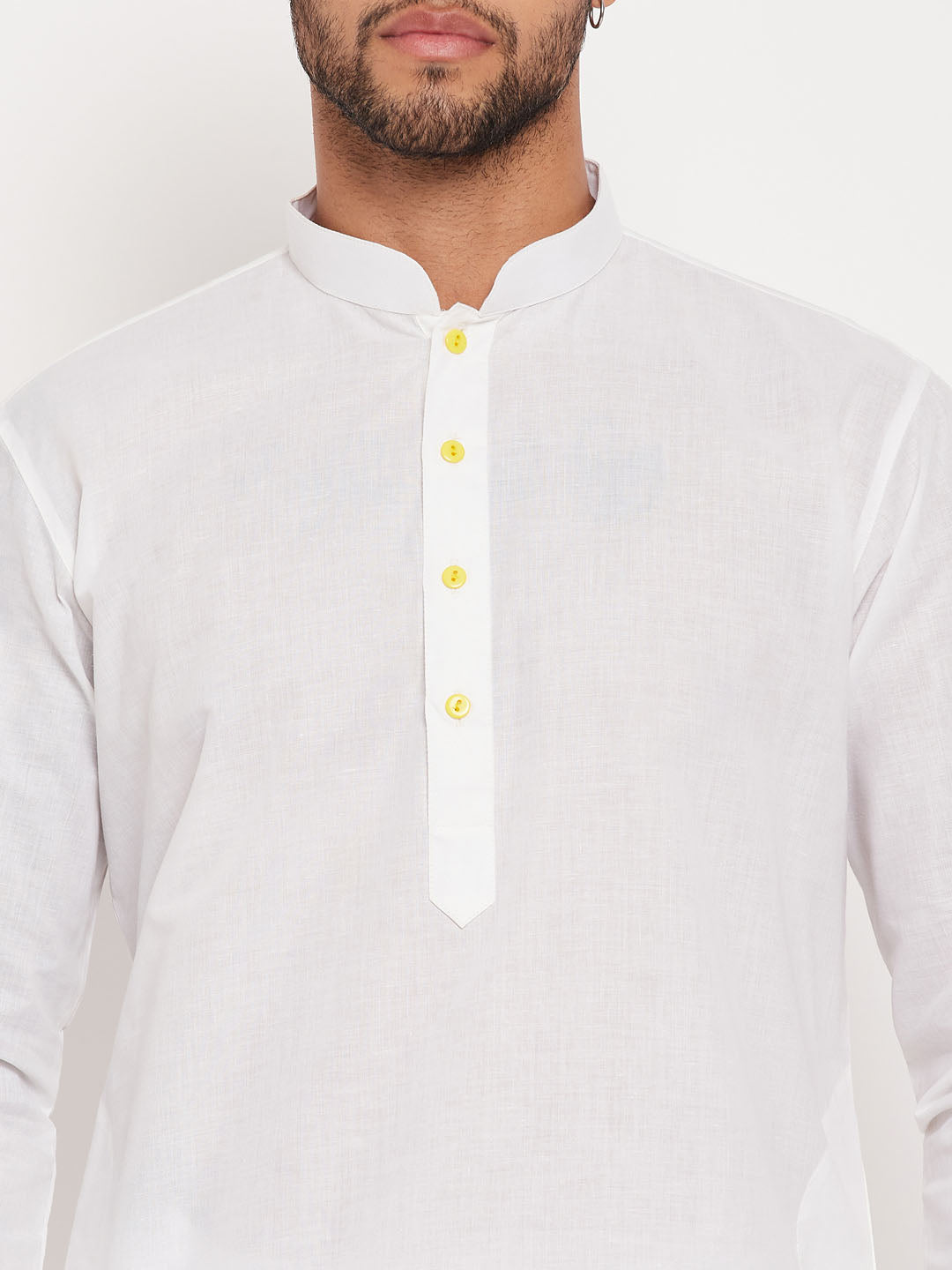 Men's Cream And White Cotton Kurta Pyjama Set